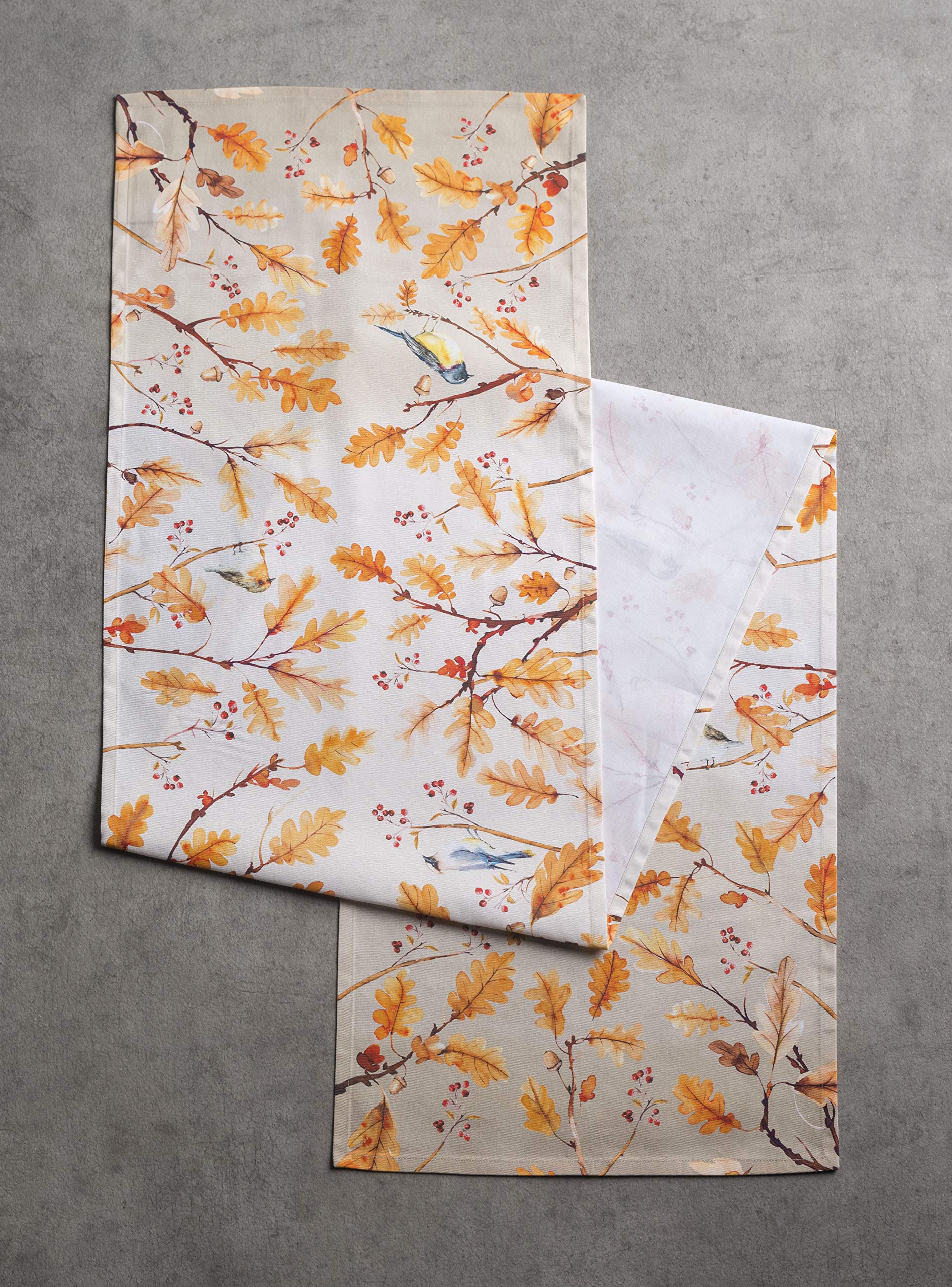 Maison D' Hermine Tablerunners 100% Cotton Decorative Tablerunner Table Cover, Holiday, Dinner, Wedding & Dining, Oak Leaves (Si