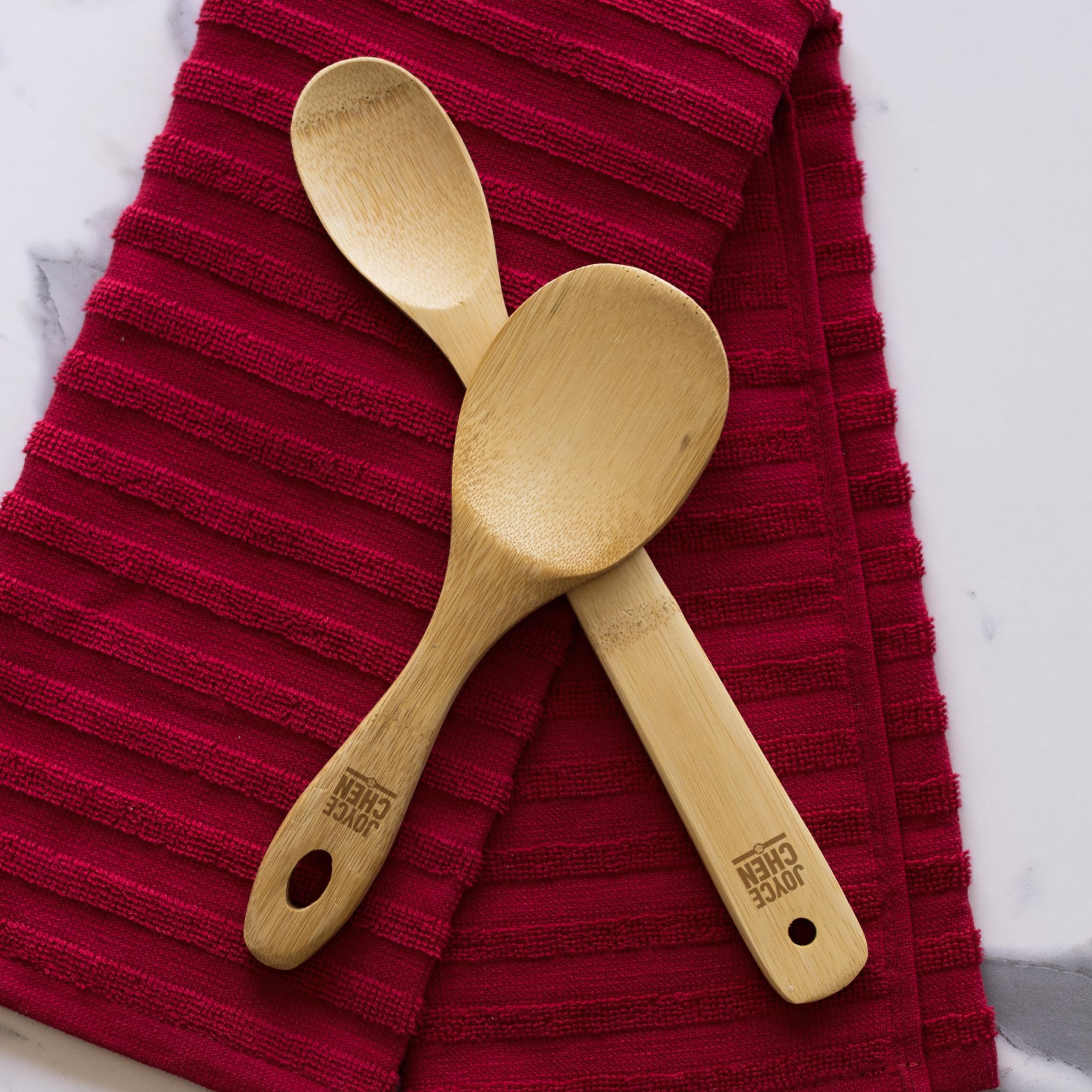 Joyce Chen Burnished Bamboo Wok Utensils, 3-Piece Stir Fry Set
