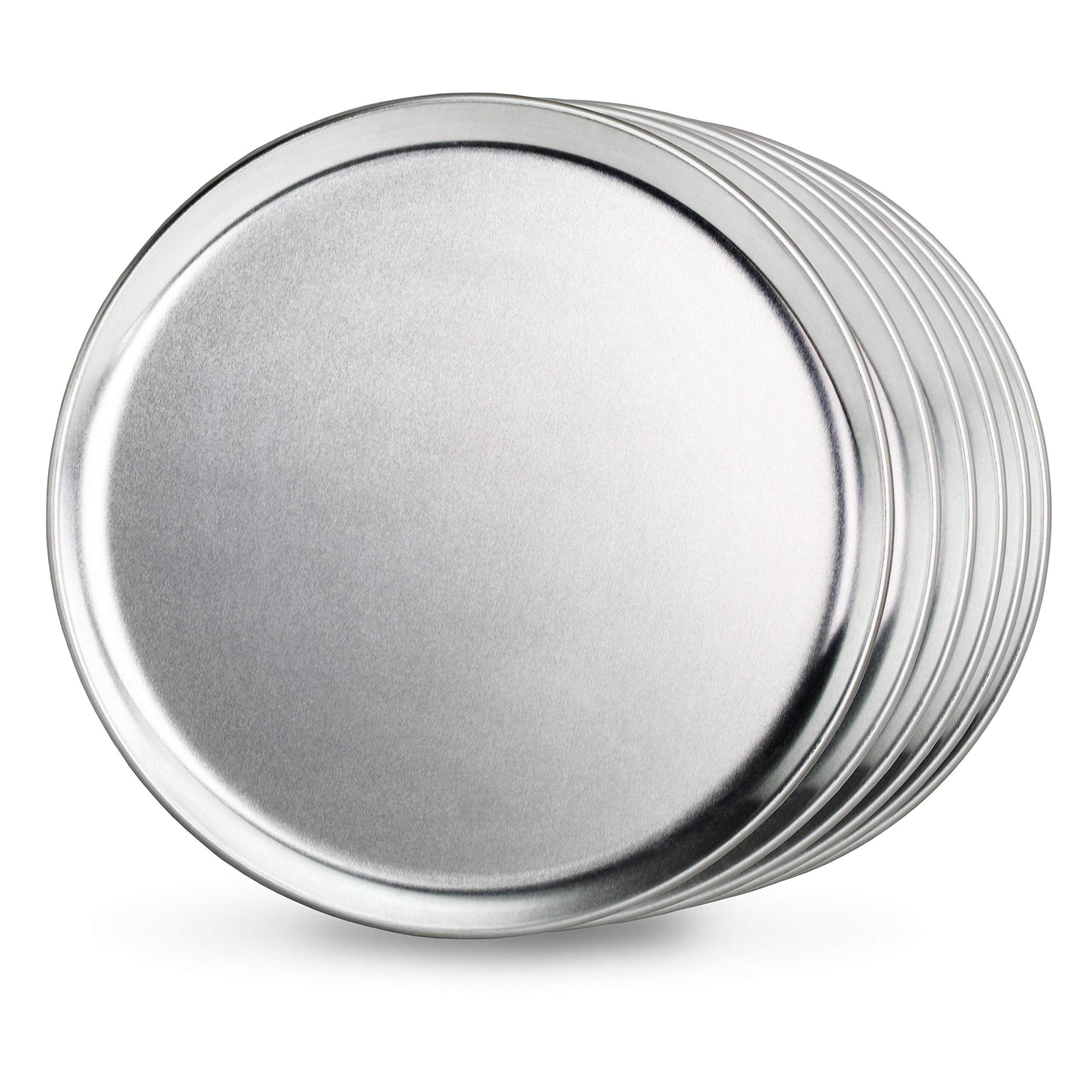 New Star Foodservice 51018 Restaurant-Grade Aluminum Pizza Pan, Baking Tray, Coupe Style, 10-Inch, Pack Of 6