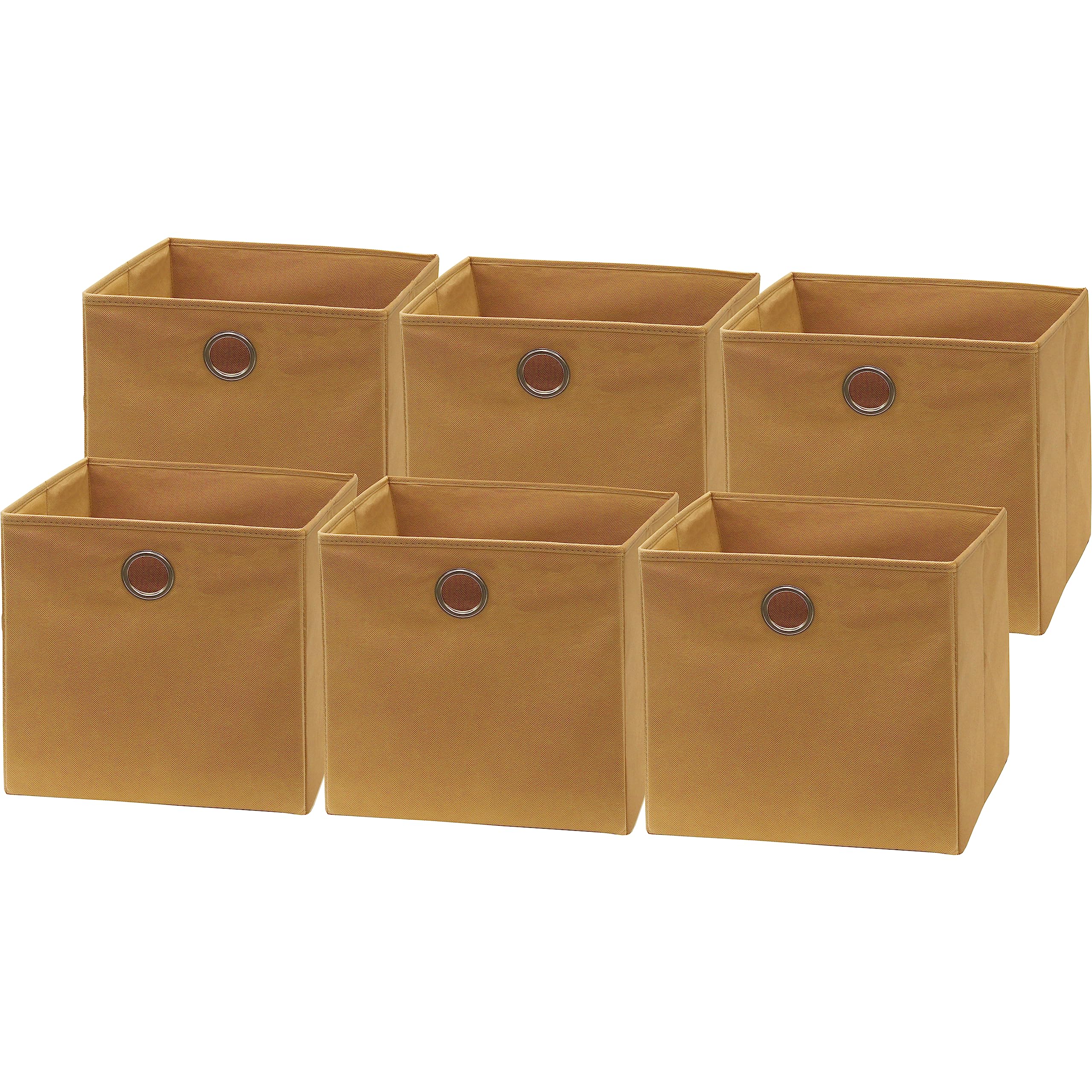 Simple Houseware 6 Pack Cube Baskets With Handles, Tan