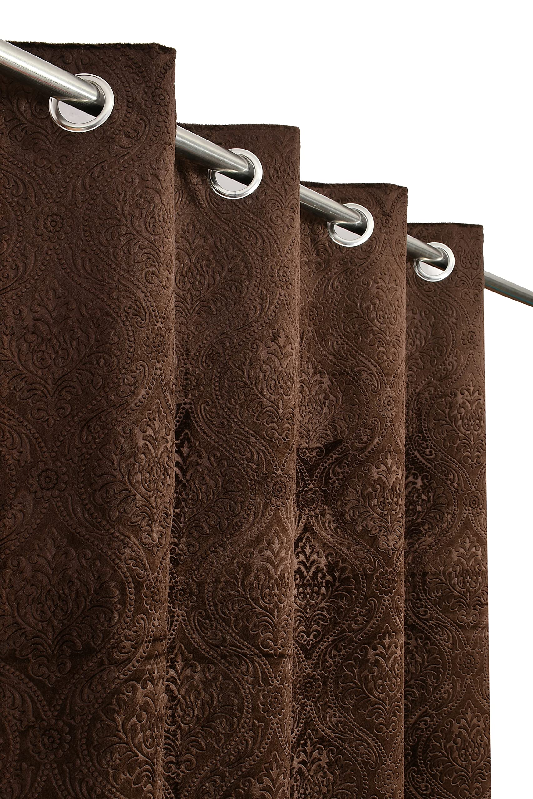 Homefab India 1 Piece Velvet Long Door Curtain - 9 Feet, Room Darkening Curtains, Brown