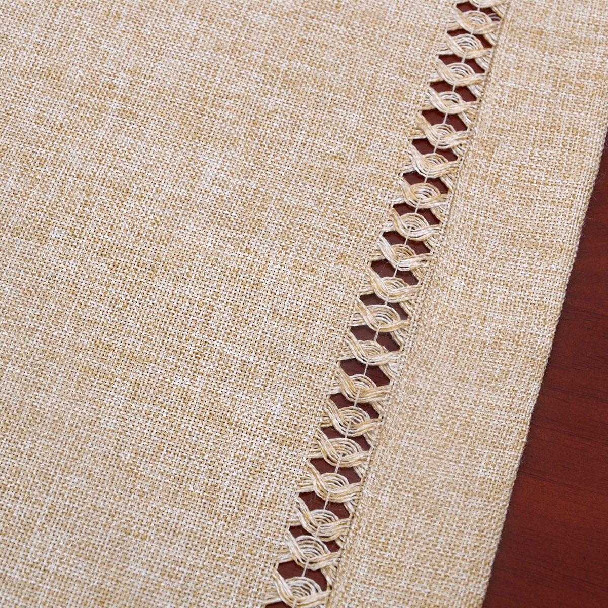 Grelucgo Handmade Hemstitch Beige Table Runner Or Dresser Scarf, Rectangular 14 By 36 Inch