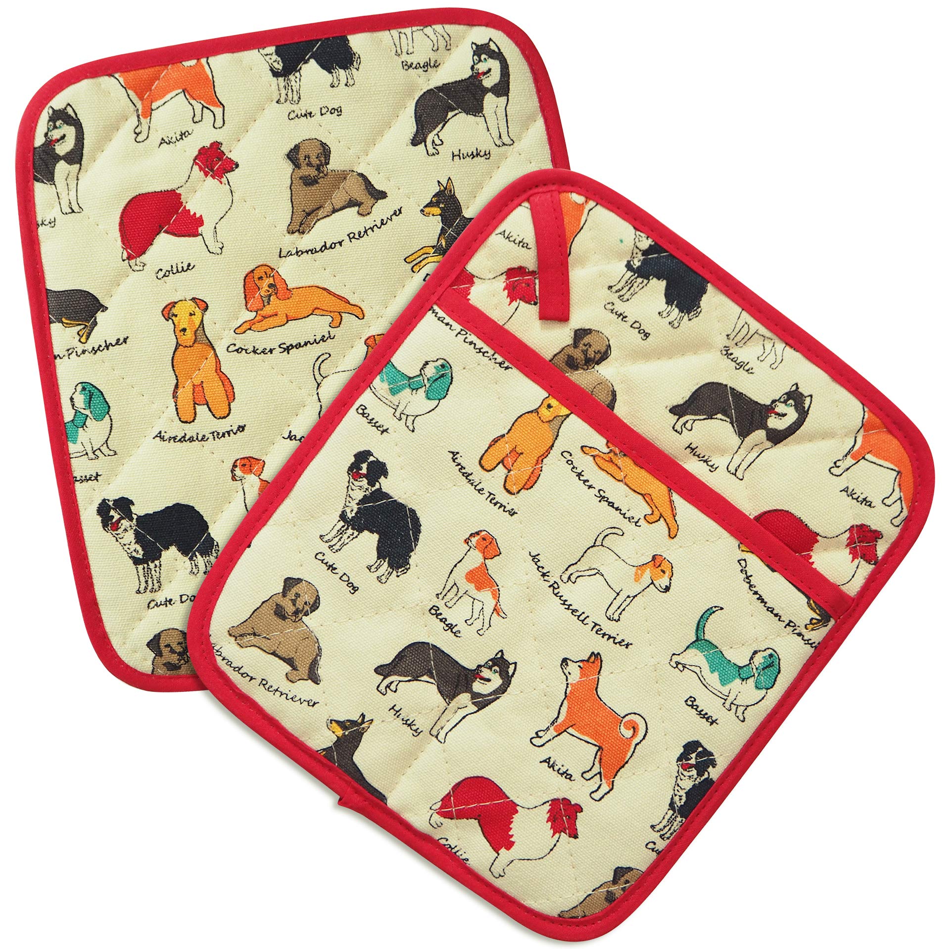 Pot Holders Set Of 2 Heat Resistant 480? Kitchen 100% Cotton Comfortable Lining Printing Dog Flower Women Men Home Cooking Bakin
