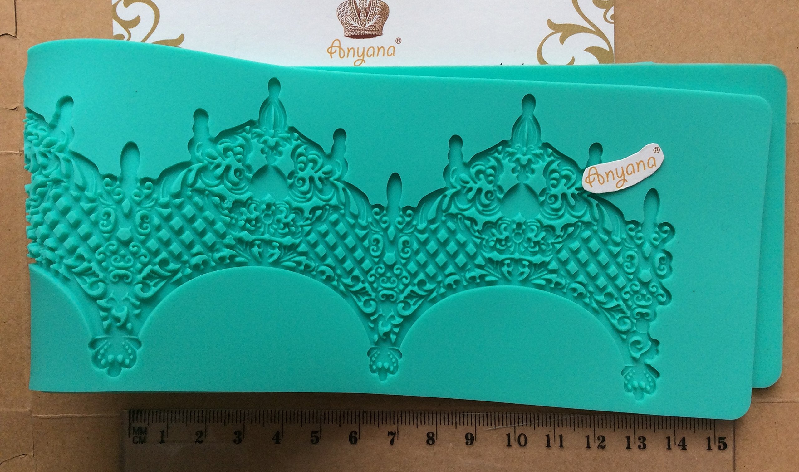 14.5'' Jewels Baking Fondant Sugar Lace Silicone Mat Wedding Cake Decorating Mold Chandelilac Edible Lace Embossed Sugarcraft To