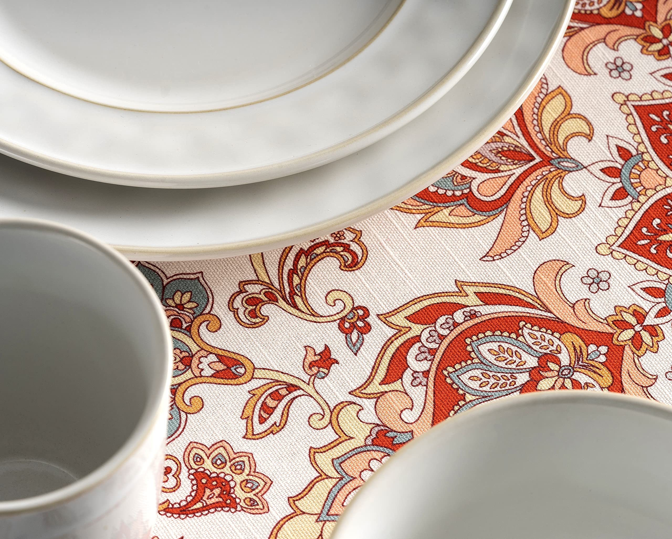 Maison D Hermine Cachemire 100% Cotton Tablecloth Kitchen Dining Table Cloth For Round Tables Farmhouse Tabletop Cover For Parti