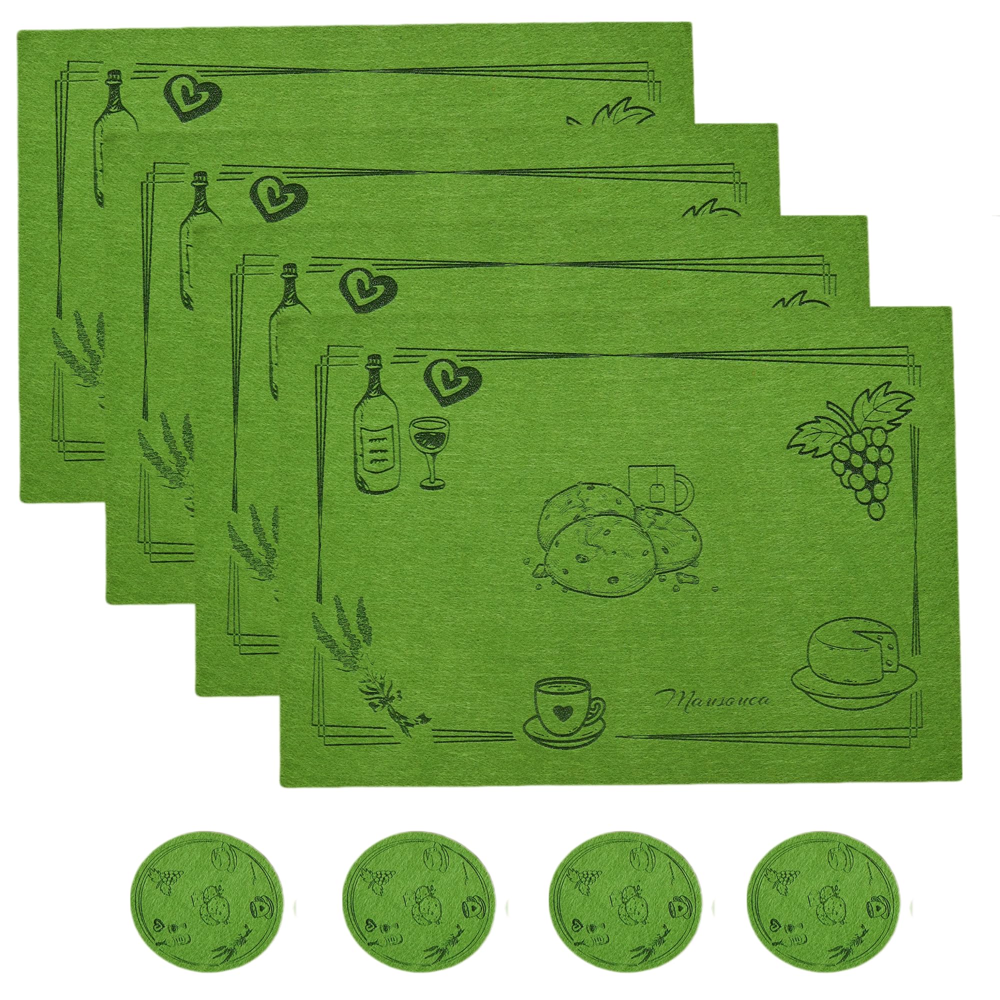 Mausouca Felt Placemats Set Of 4,Rectangle Washable Non-Slip Table Placemat 15.7X11 Inch,Felt Thick Place Mats Coasters For Fest