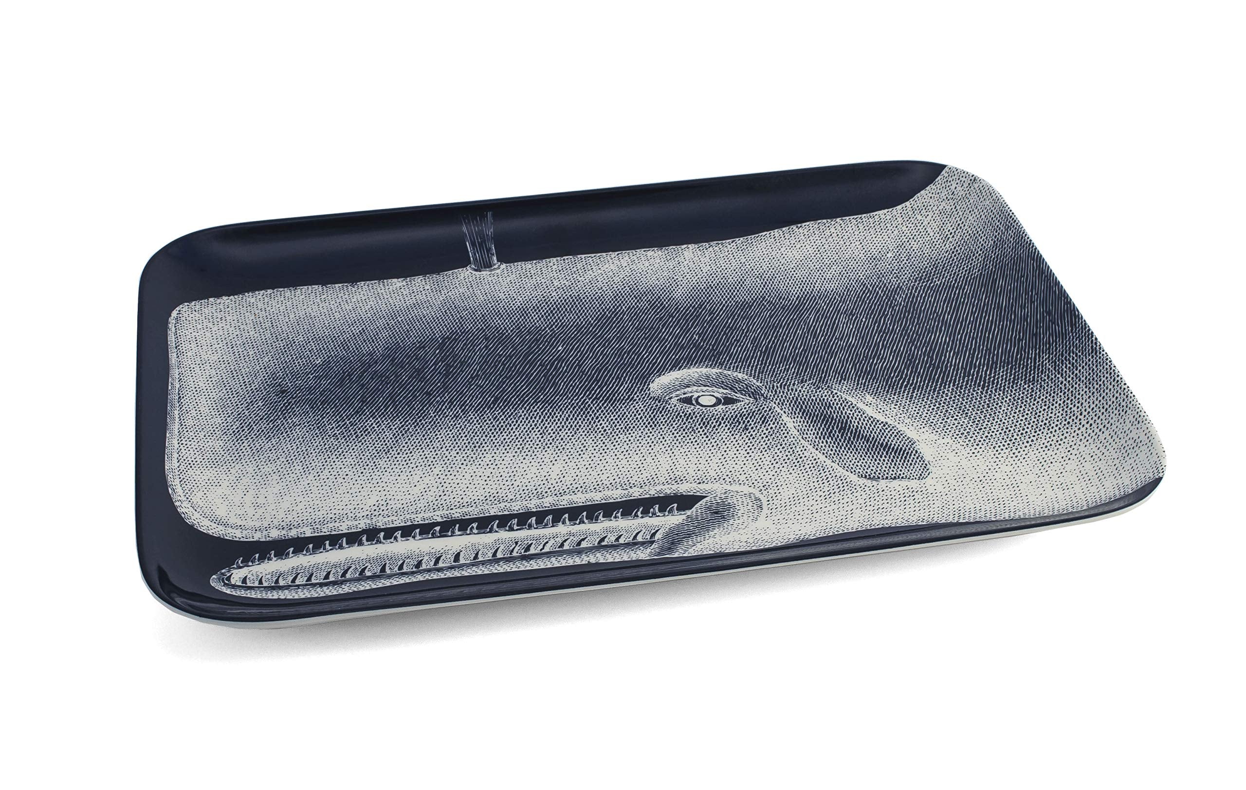 Scrimshaw Whale Tray 2 Piece S/2