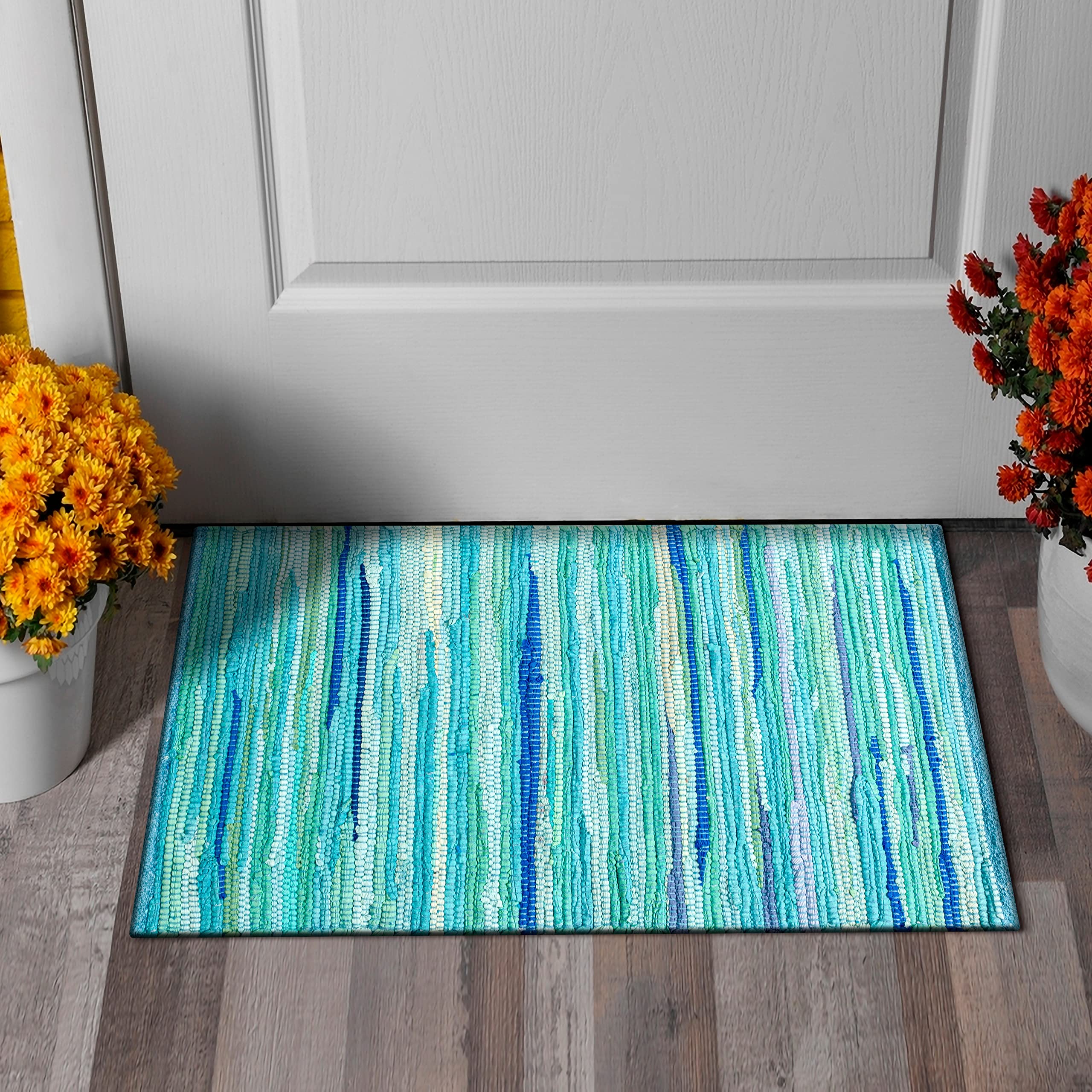 Savi Home Tonal Chindi Bath Rug, Kitchen Rug, Washable Rugs 20x32, Tonal Chindi Rugs, Rectangle Area Rugs, Reversible Farmhouse 