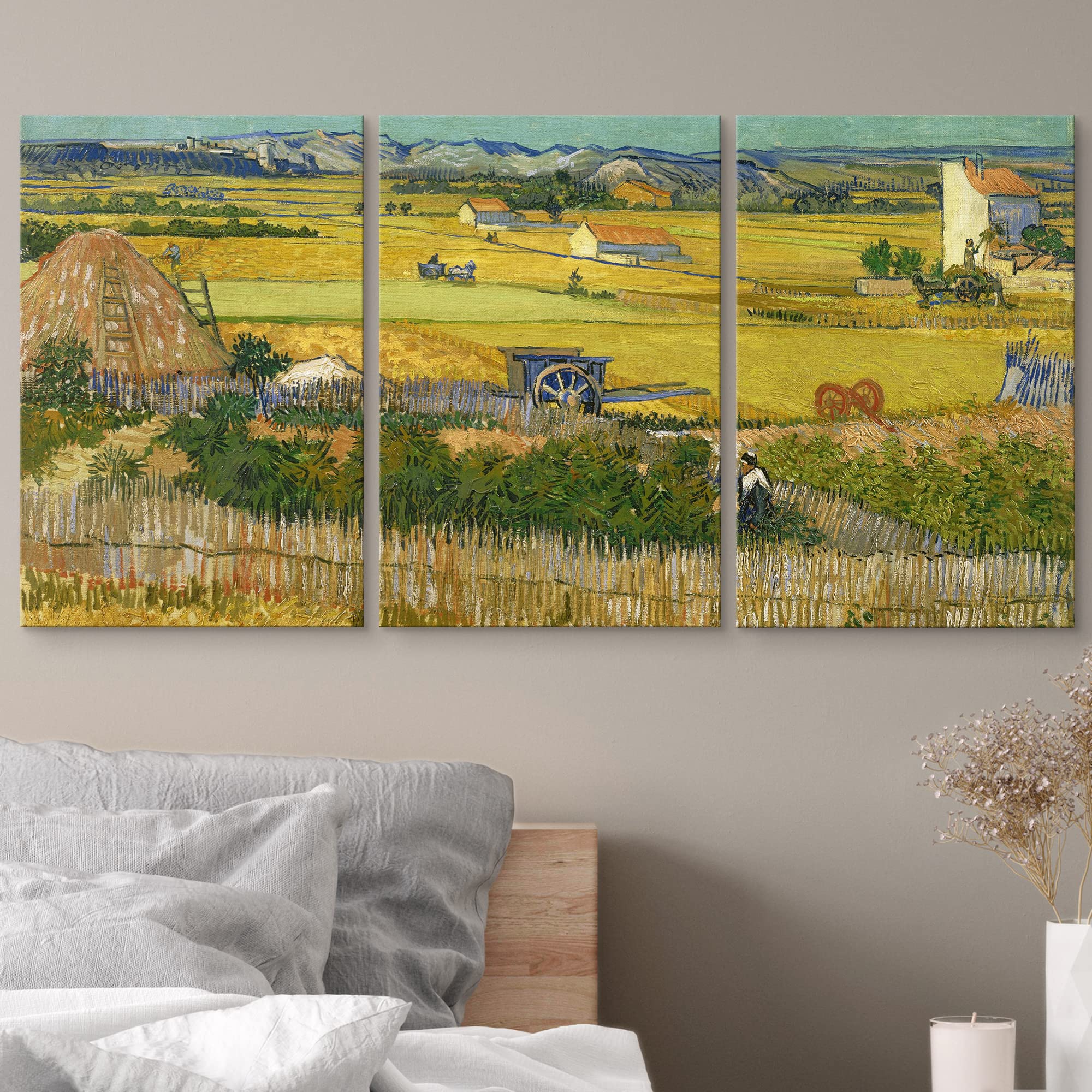 Wall26 Canvas Print Wall Art Set The Harvest By Vincent Van Gogh Nature Wilderness Illustrations Fine Art Relax/Calm Multicolor