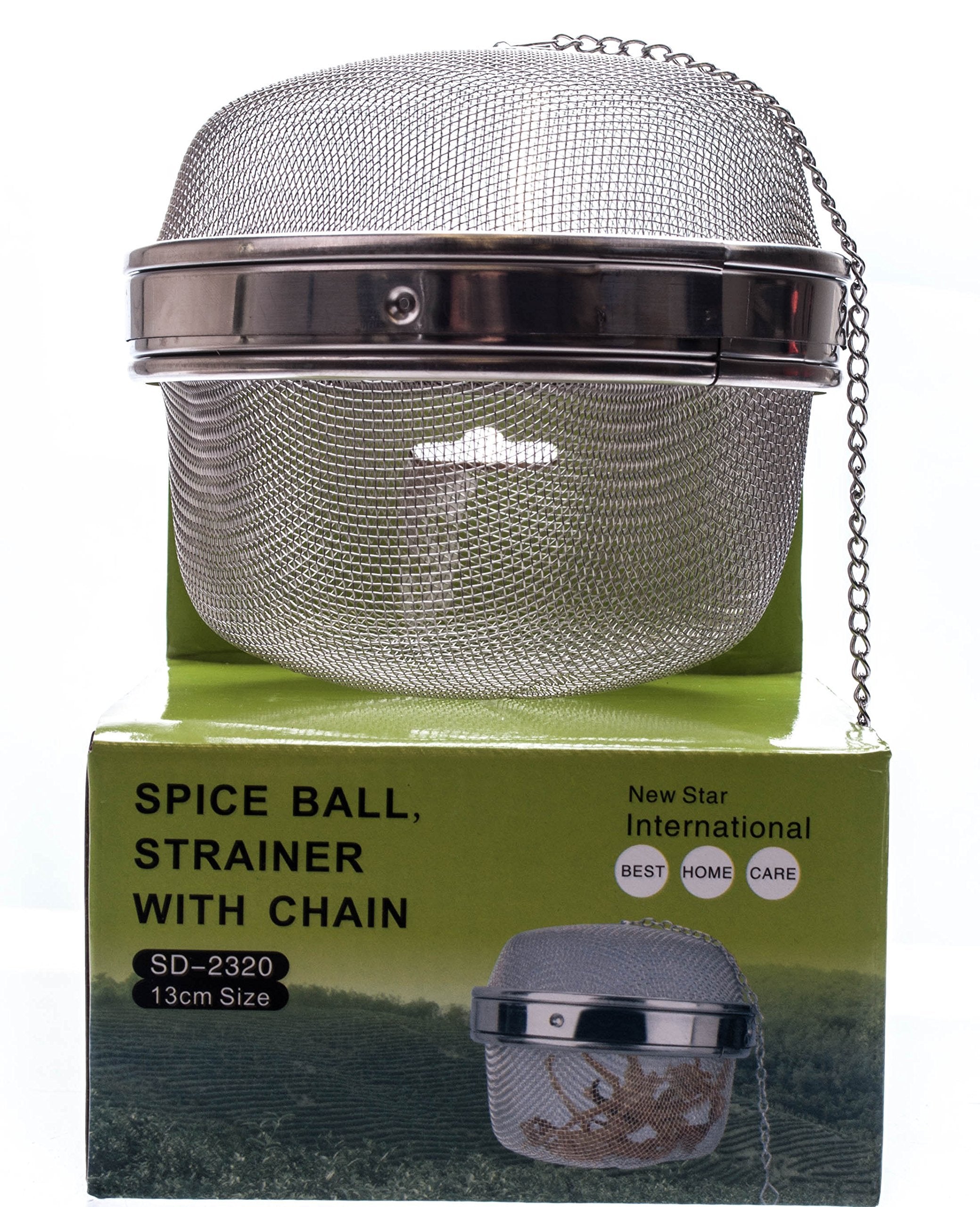M.V. Trading Sd2320 Jumbo Stainless Steel Locking Spice Mesh Ball, Tea Strainer, Tea Infuser, Giant Size, 5.25-Inch