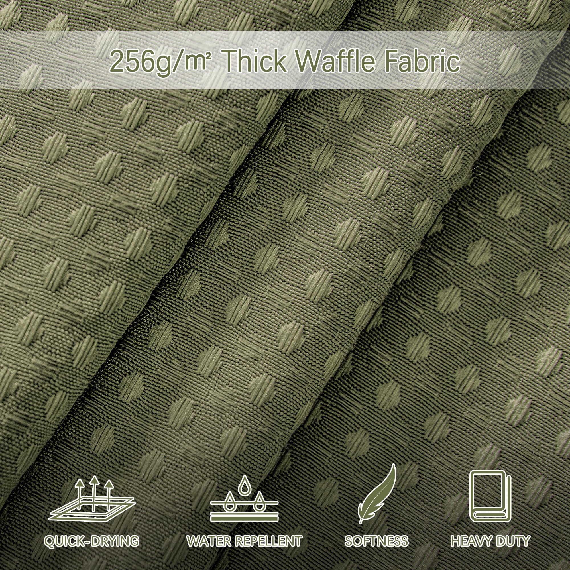 Pangsinne Khaki Shower Curtain 256Gsm Heavy Duty Waffle Woven Bathroom Shower Curtains, Weighted Fabric Shower Curtains For Hote