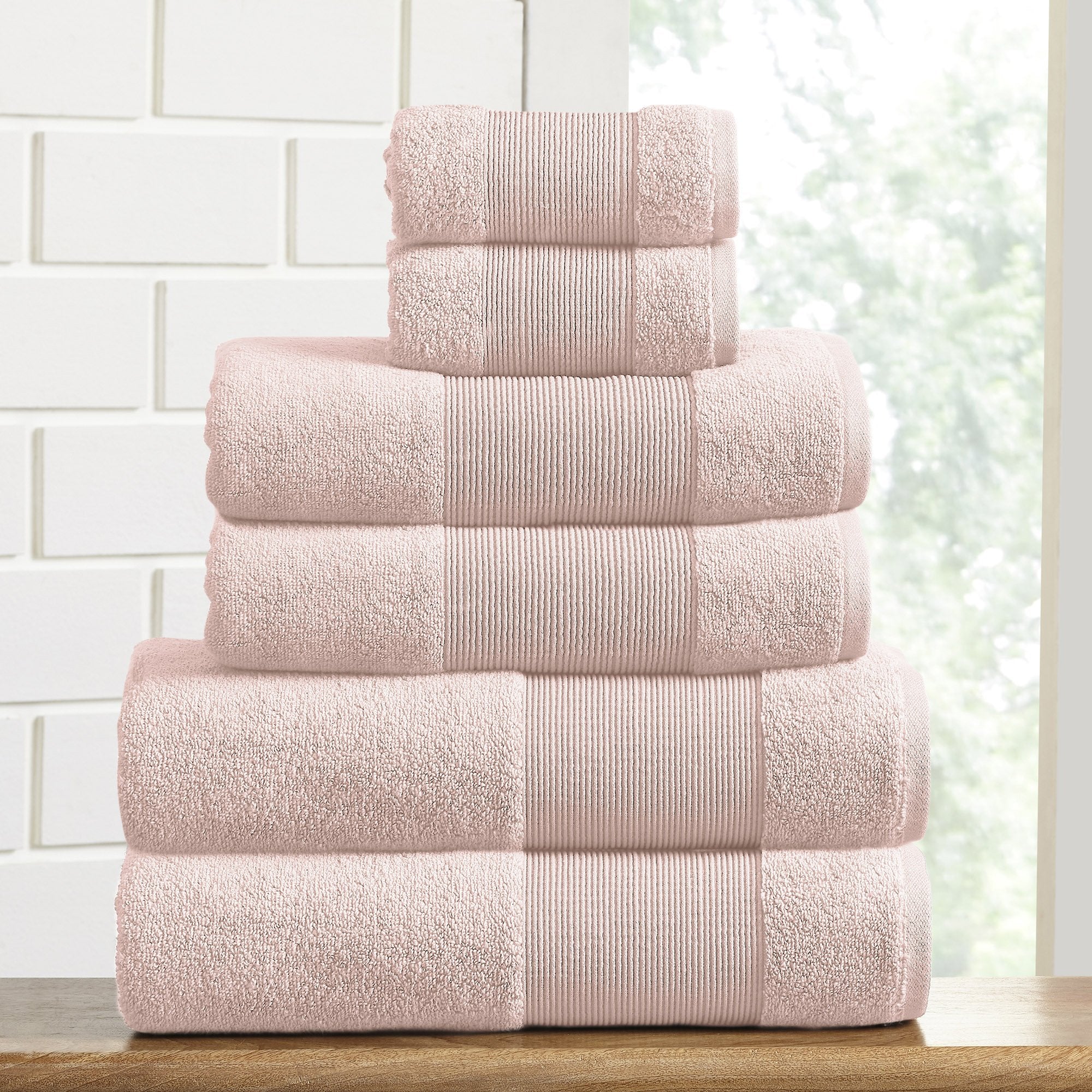 Modern Threads Air Cloud 6-Piece Towel Set - 100% Zero-Twist Cotton, 500 Gsm, Quick Dry & Plush, Blush