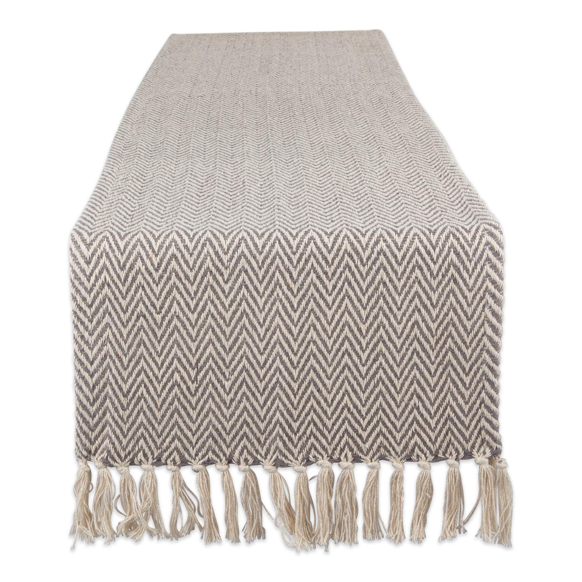 Dii Woven Basic Tabletop Collection Chevron Table Runner, 15X72, Gray