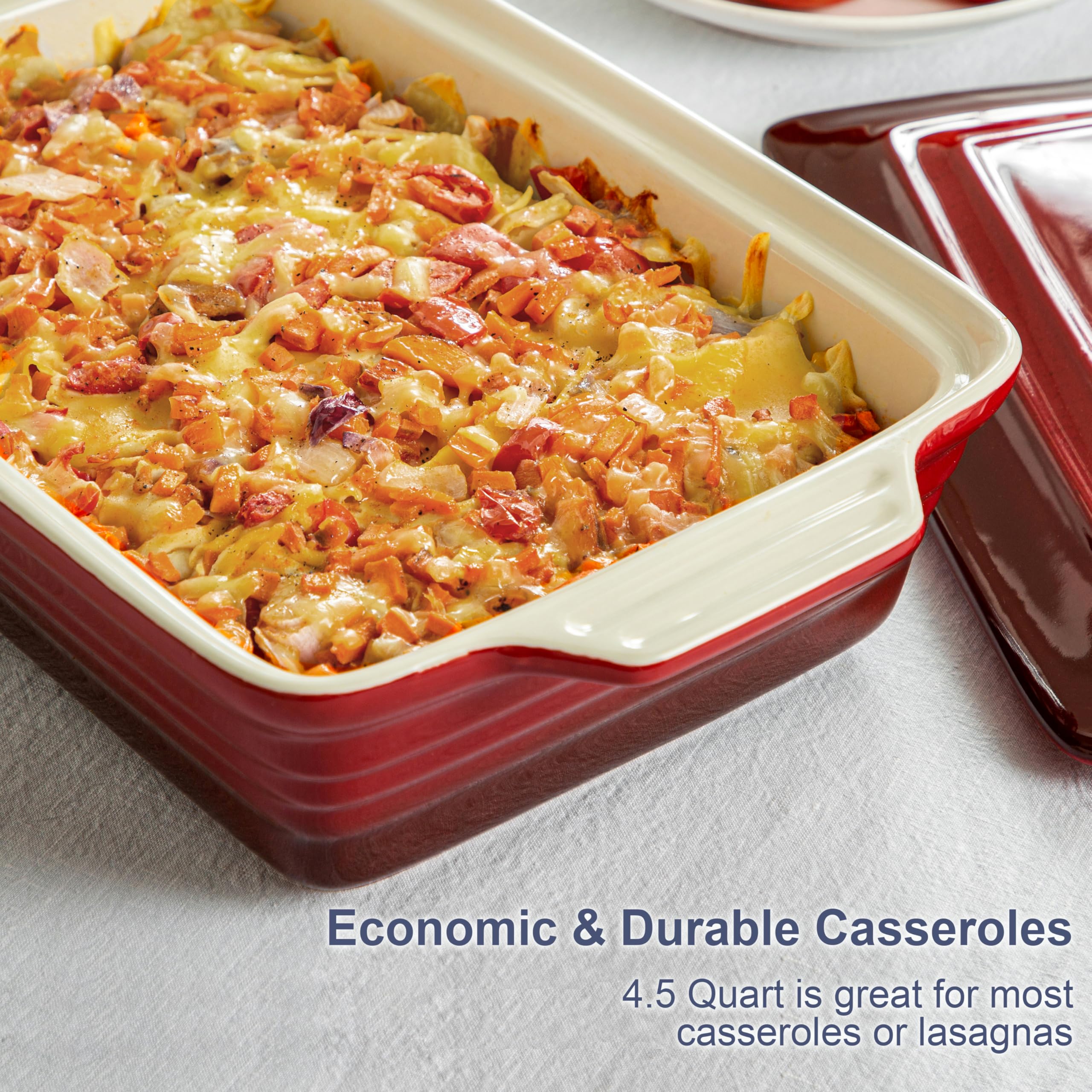 Lovecasa Nonstick Casserole Dish With Lid, 4.5 Quart Lasagna Pan Deep, 9X13 Ceramic Baking Dish For Dinner, Banquet, And Party,