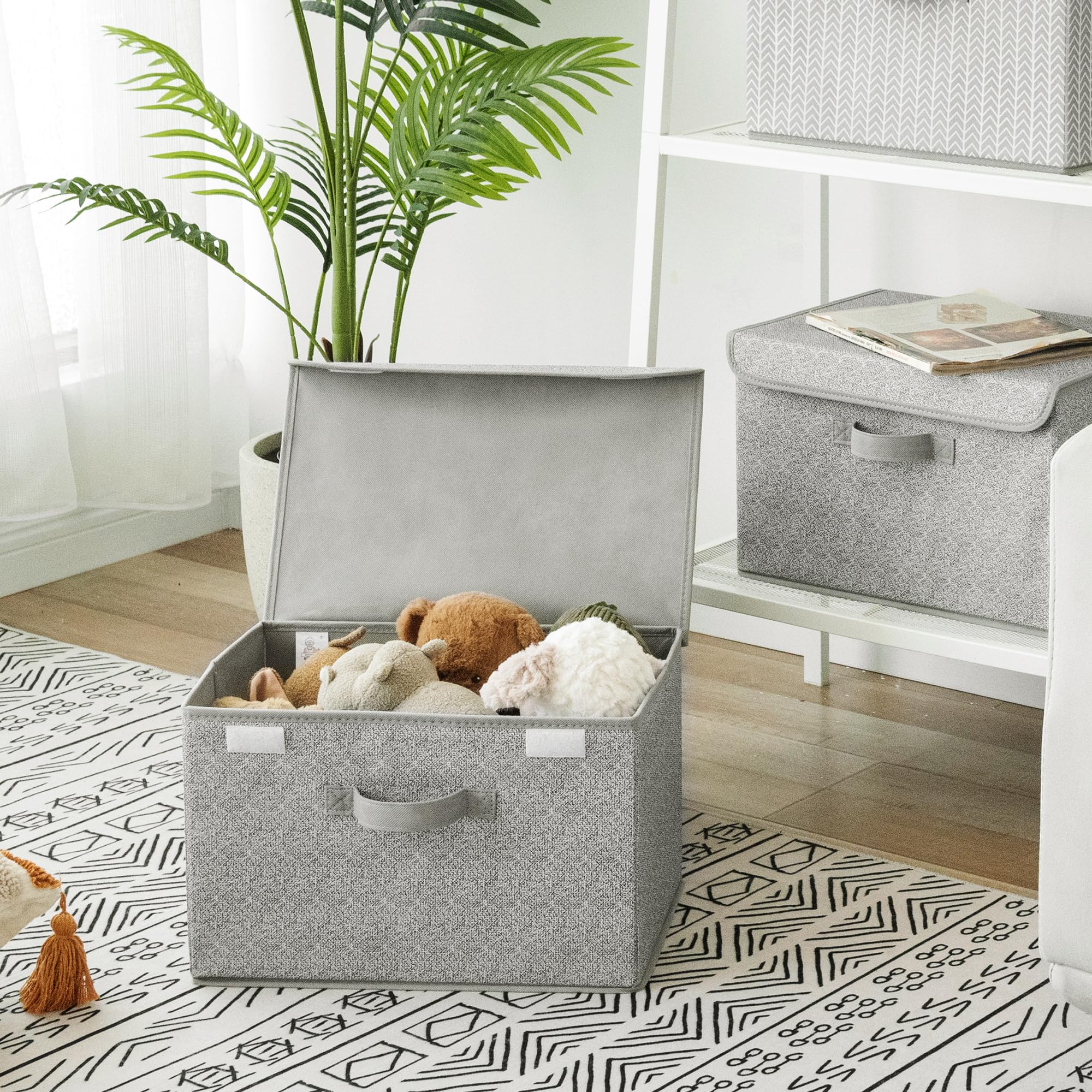 GRANNY SAYS Large Storage Bins with Lids  Fabric Storage Boxes for Clothing  Closet Organizers and Storage for Organizing Wire Shelves Closet Bookshelf  Gray  2-Pack