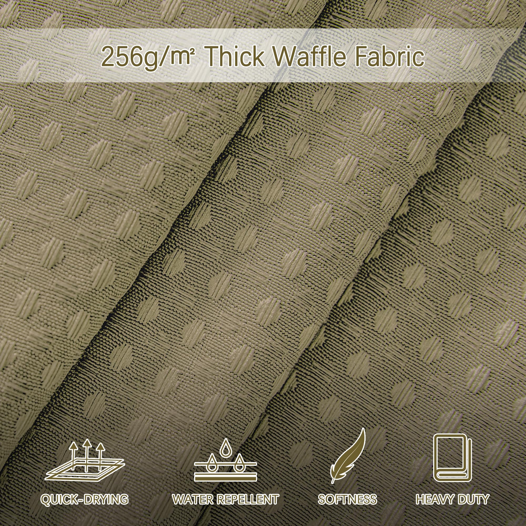 Pangsinne Taupe Fabric Shower Curtain For Bathroom Stall, 60 Inche Waffle Weave Shower Curtain, Machine Washable Waterproof 256G