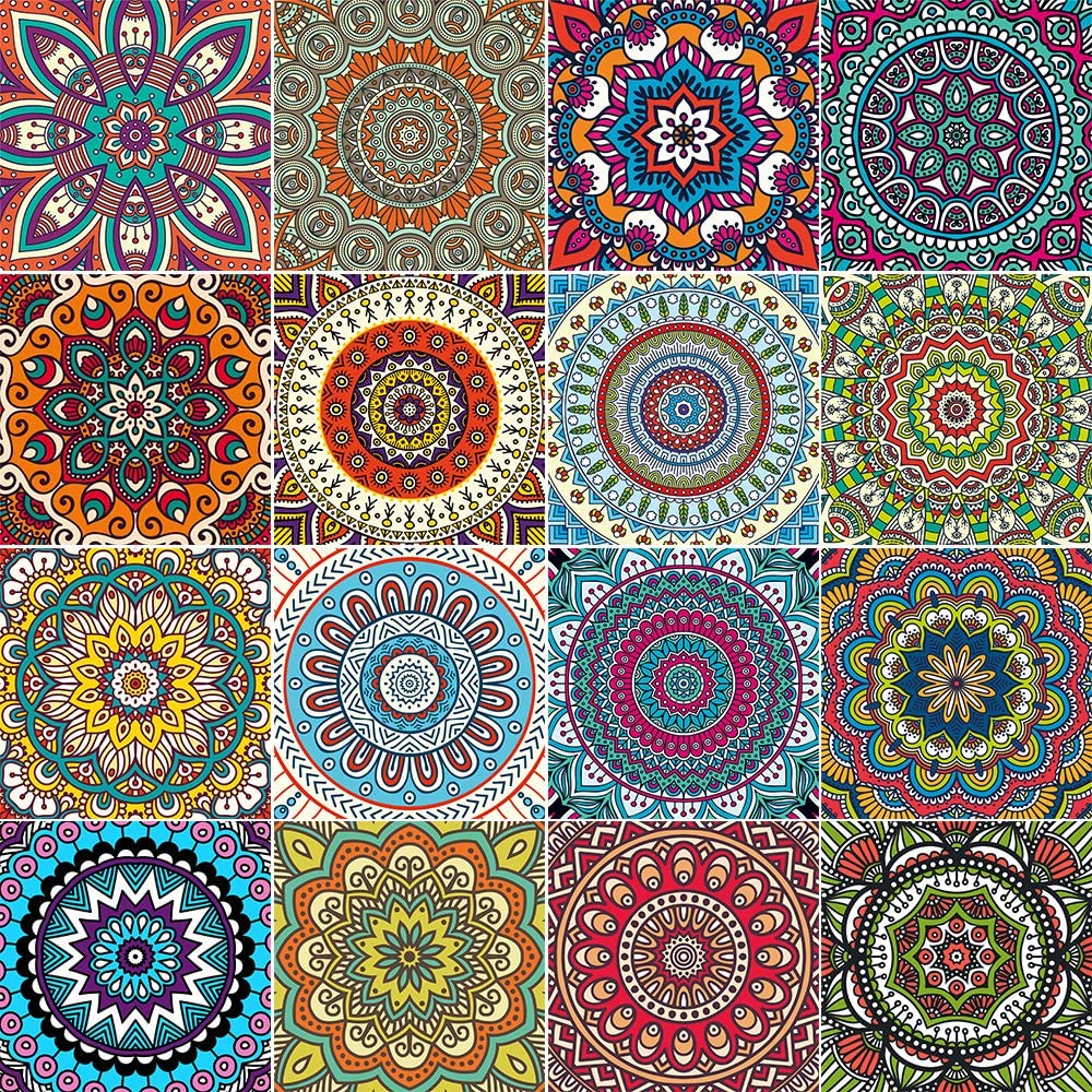 16 Pcs Moroccan Style Decorative Tile Stickers, 6''X6'' Vinyl Self Adhesive Removable Waterproof Peel And Stick Backsplash Walls