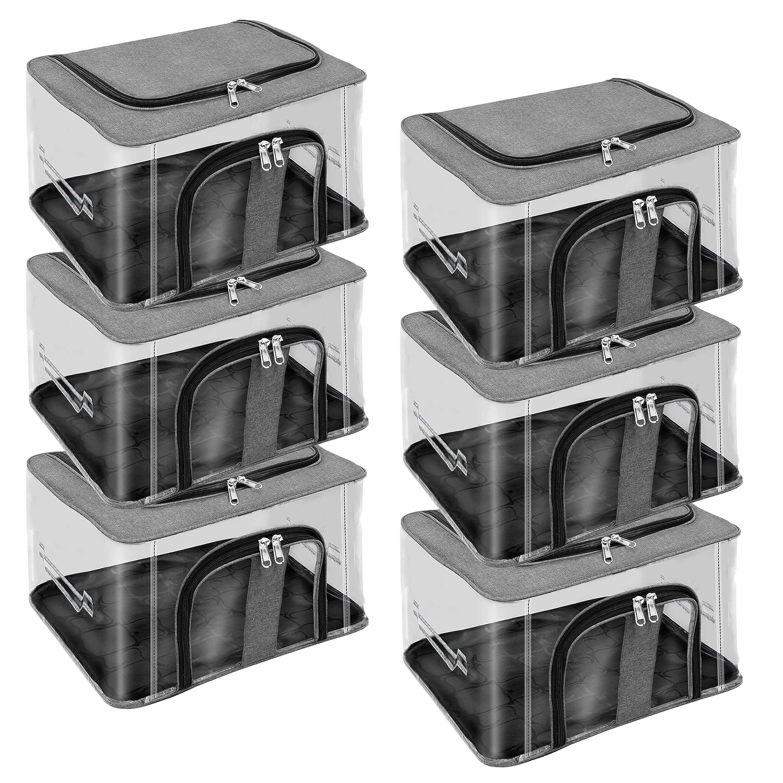 Storite 6 Pk Nylon 33 L Pvc Transparent Moisture Proof Storage Box For Clothes Closet Wardrobe Organizer For Clothes With Carry 