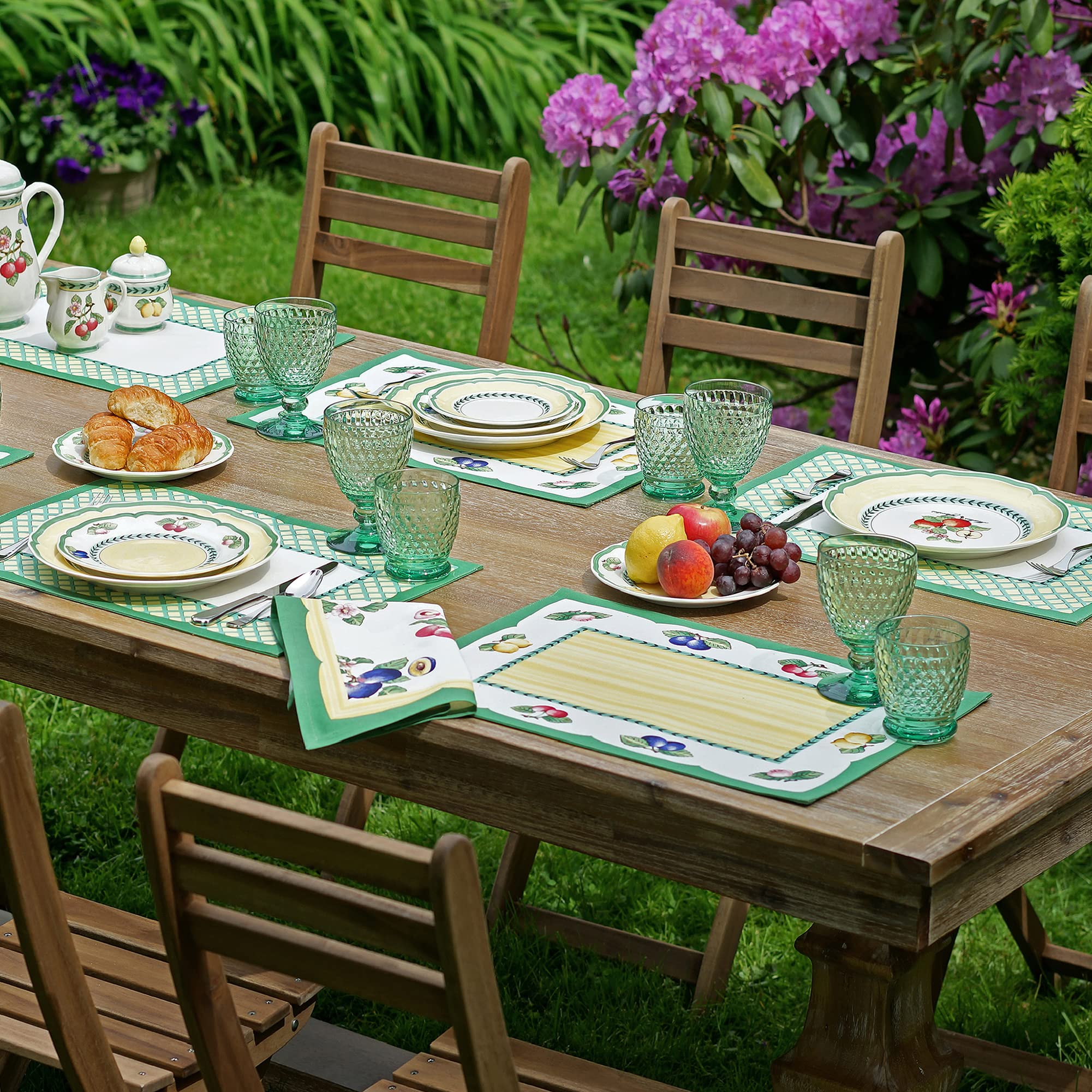 Villeroy & Boch French Garden Reversible Placemats, Rectangle Placemats For Dining Tables, 14'' X 20'', Set Of 4