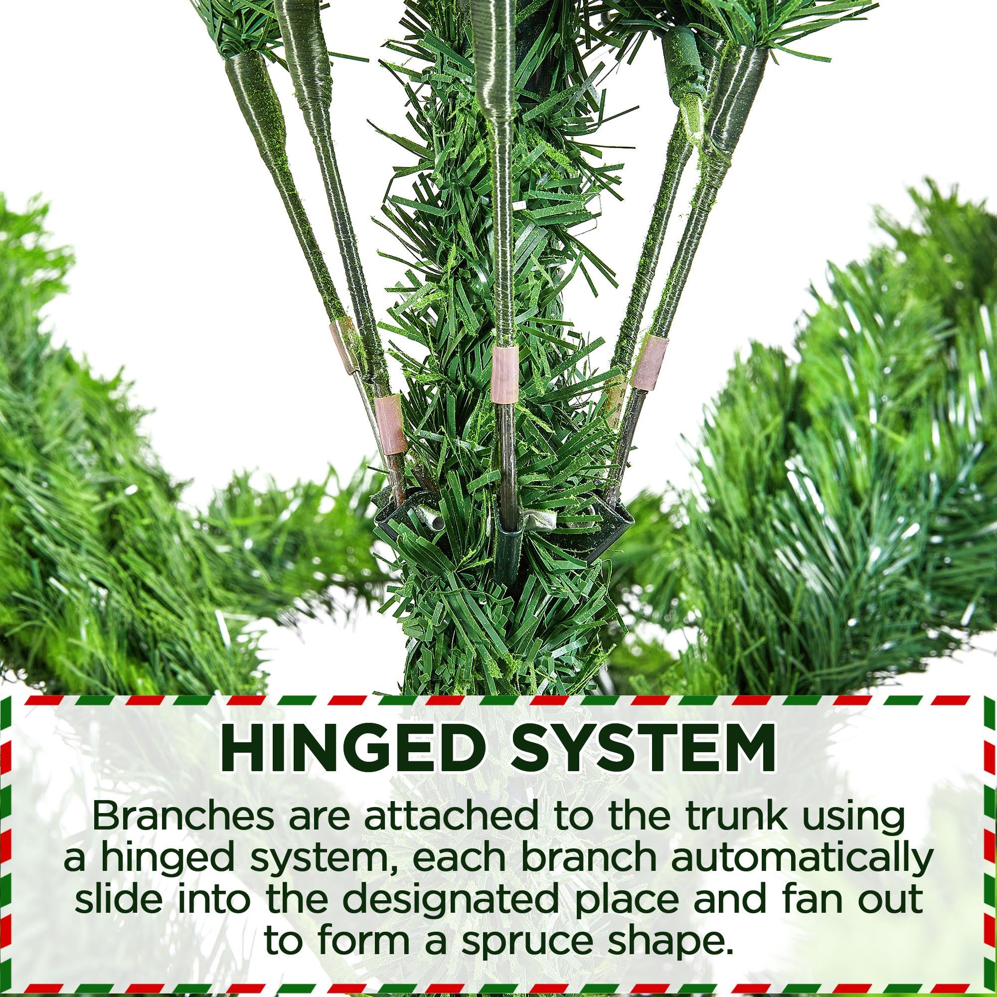 Yaheetech 6ft Pre-lit Artificial Christmas Tree with Incandescent Warm White Lights, Flocked Full Prelighted Xmas Tree with 820