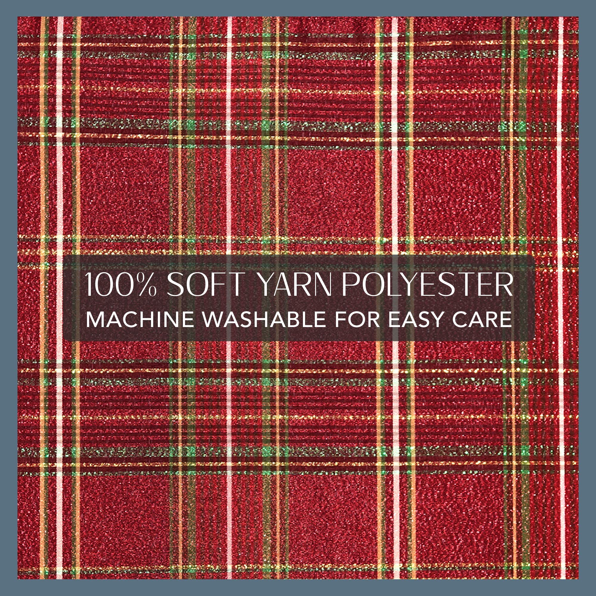 Elrene Home Fashions Shimmering Plaid Holiday Fabric Tablecloth, 52'' X 52'', Red