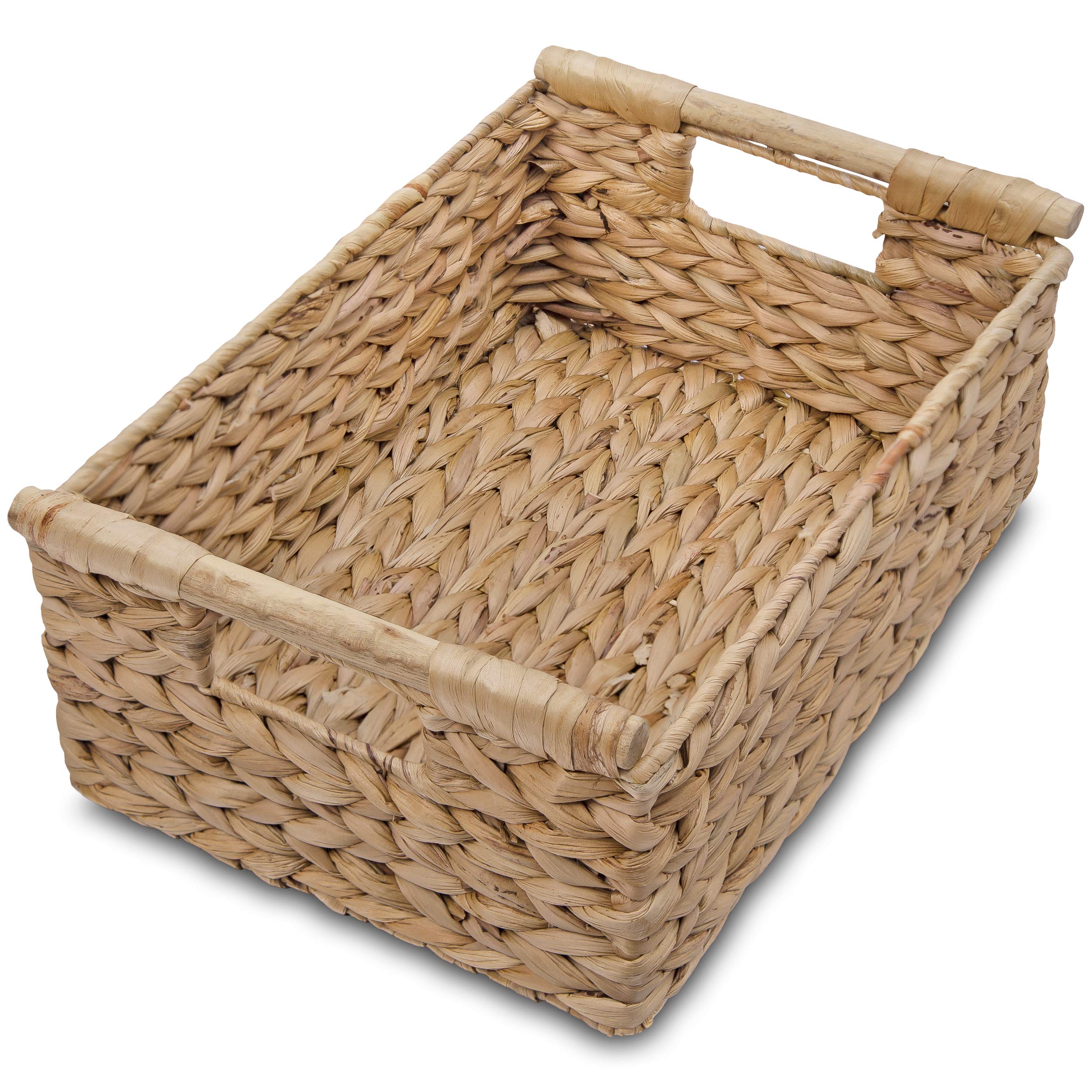 Vatima Hyacinth Medium Wicker Basket 13.6X9.5X5.6'' - With Handle, Living Room Decor, Rectangular Design