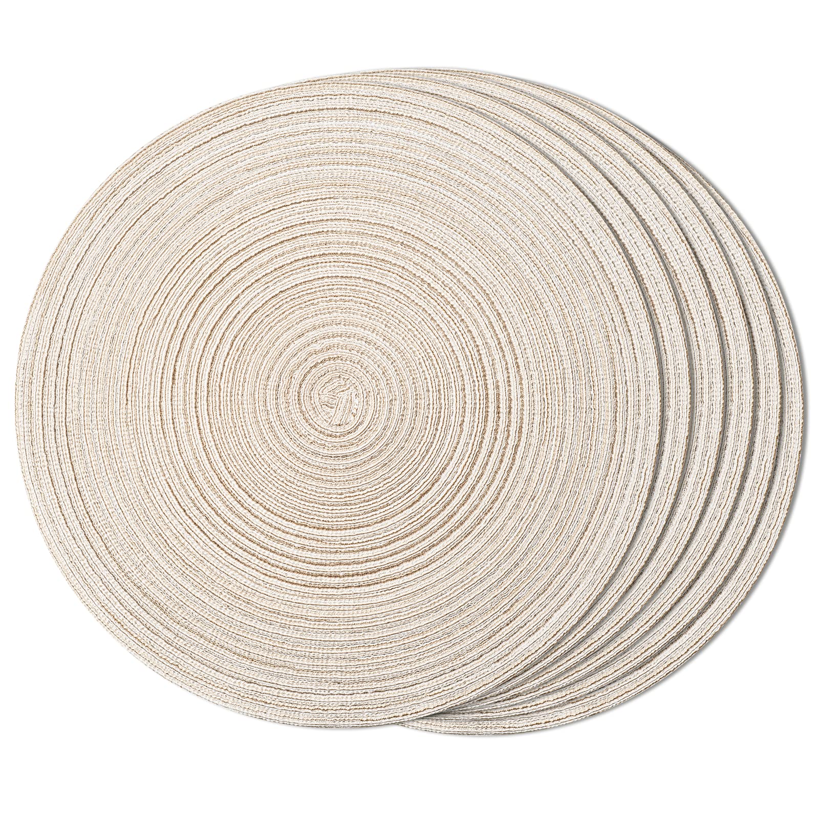 Funwheat Round Braided Placemats Set Of 6 Easy Clean Place Mats For Dining Tables Woven Heat Resistant Washable Table Mats 15 In