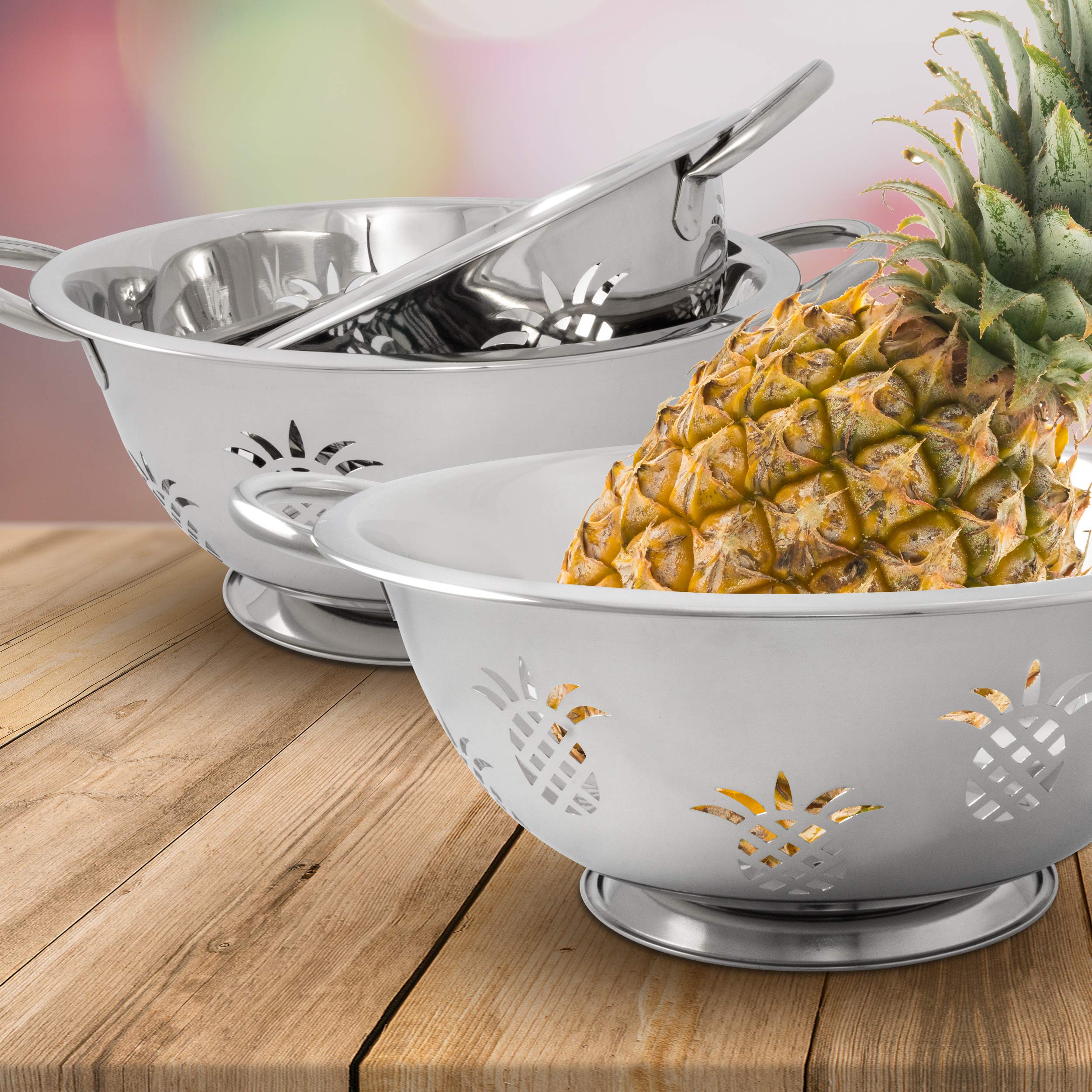 Excelsteel 730 Stainless Steel Pineapple Colanders, Set Of 3