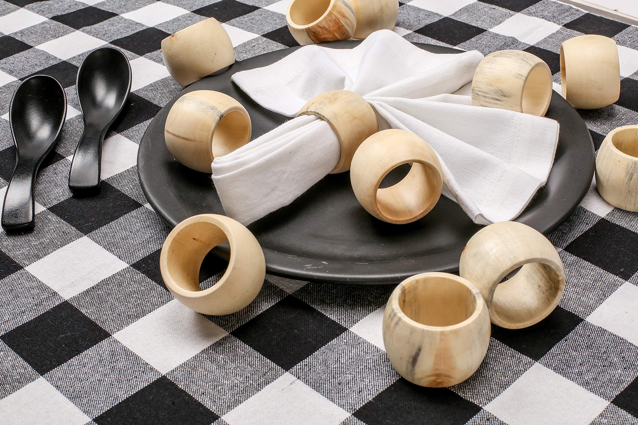 Alpha Living Home Spring Napkin Rings Set Of 12, Wooden Serviette Holders, Round Serviette Rings Bulk For Party Decoration, Dinn