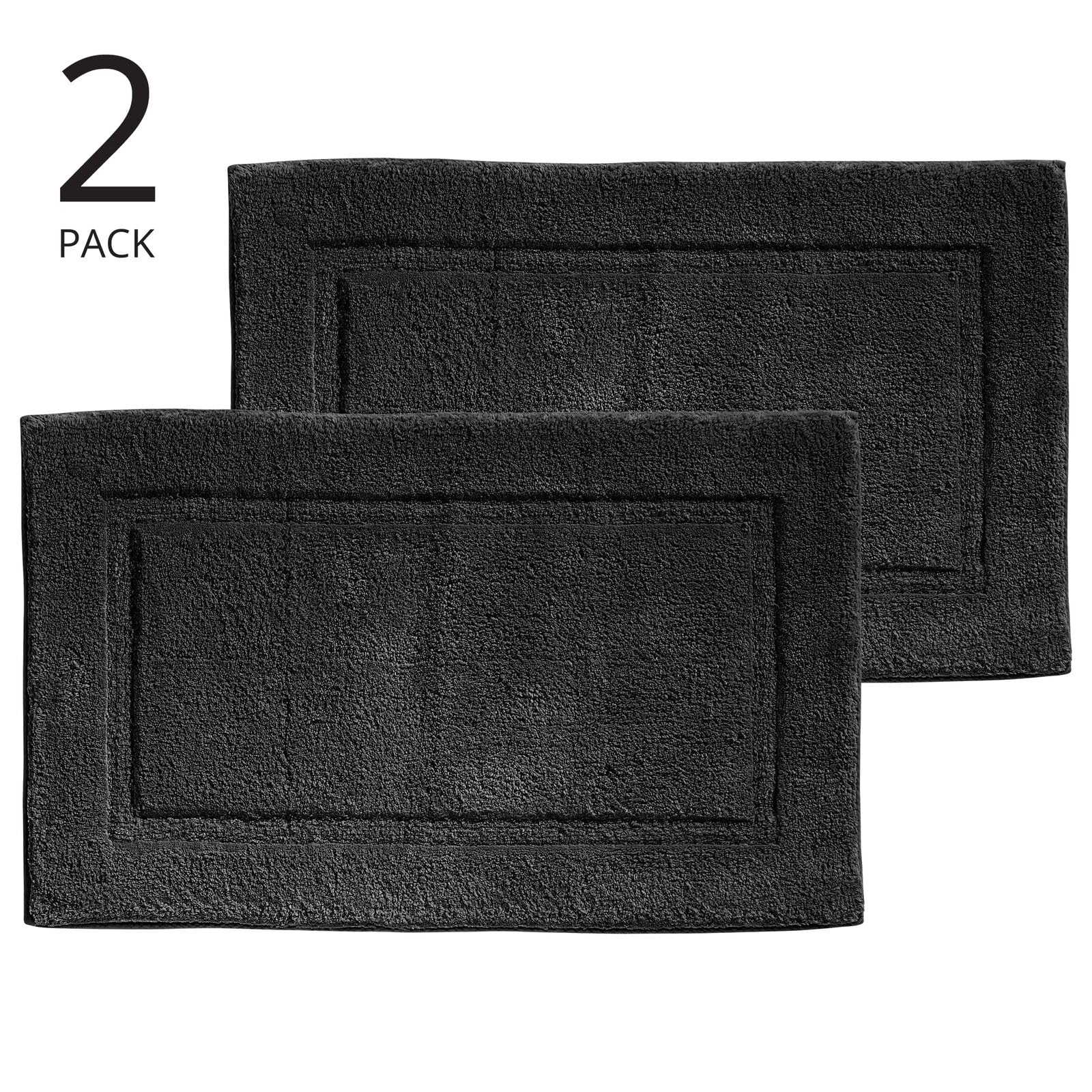 Mdesign 100% Cotton Bath Mat - Soft Hotel-Style Rectangular Bathroom Floor Rug - Plush, Water Absorbent Cloth Bathmat For Outsid