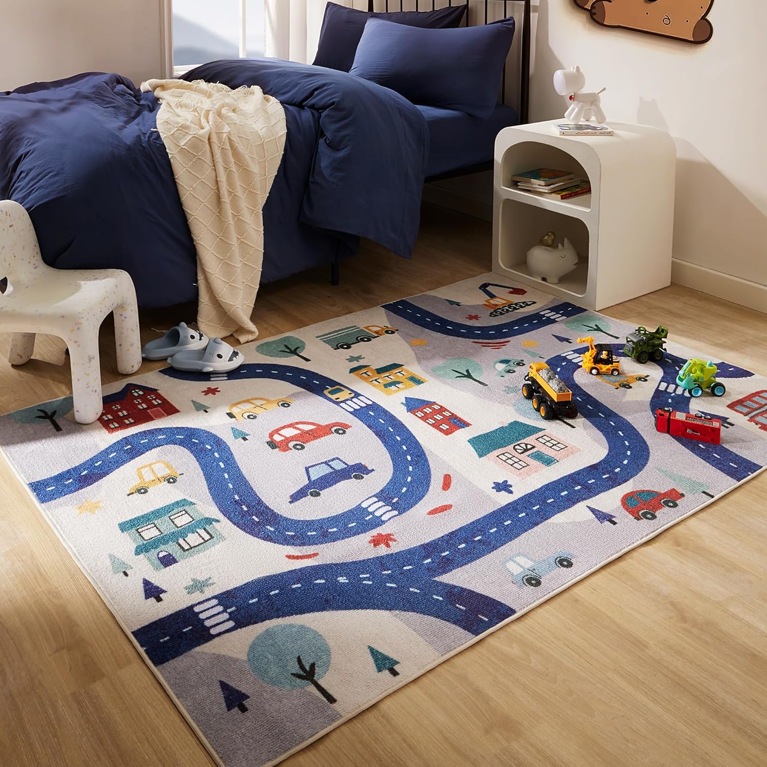 Machine Washable Non Slip Kids Rugs for Living Room & Bedroom - City View