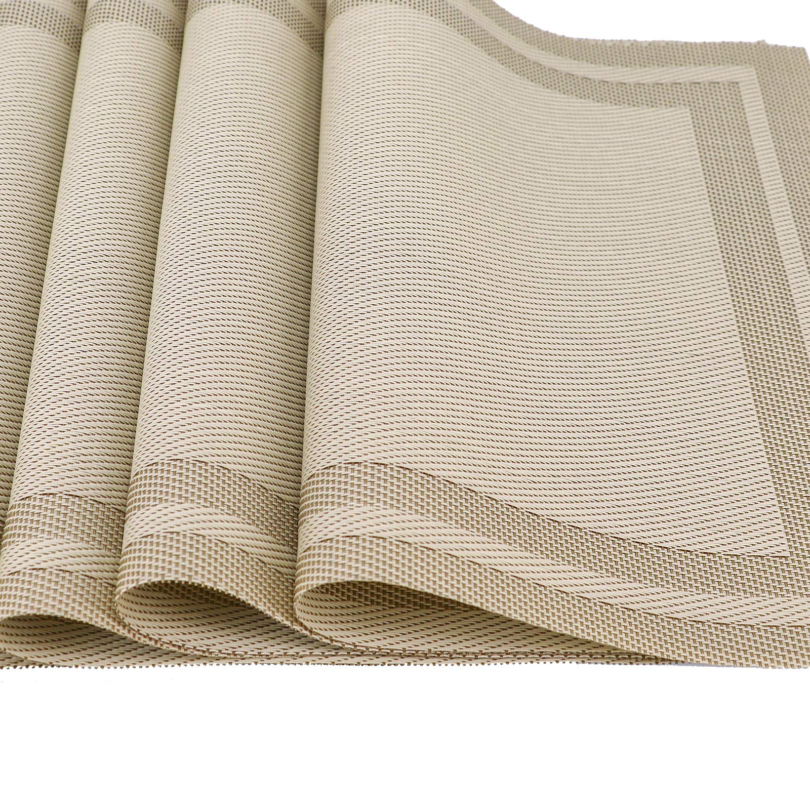 Placemats With Table Runner Set Place Mats, Woven Crossweave Vinyl Kitchen Tablemat, Washable Pvc Vinyl Table Mats For Dining Ta