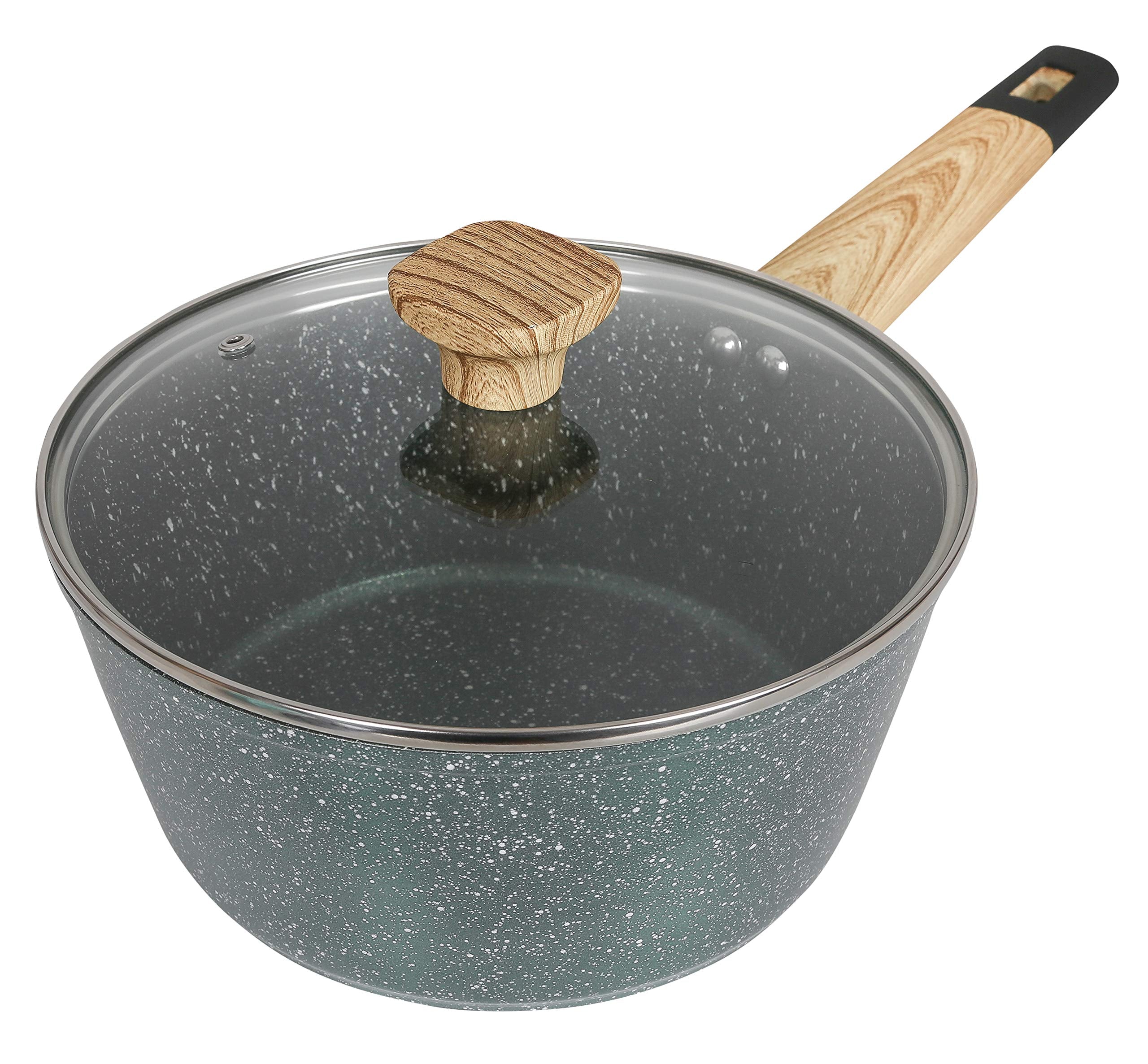 Art of Cooking 3 Quart Granite Nonstick Saucepan Cookware Set (Induction Compatible) (Forest Green)