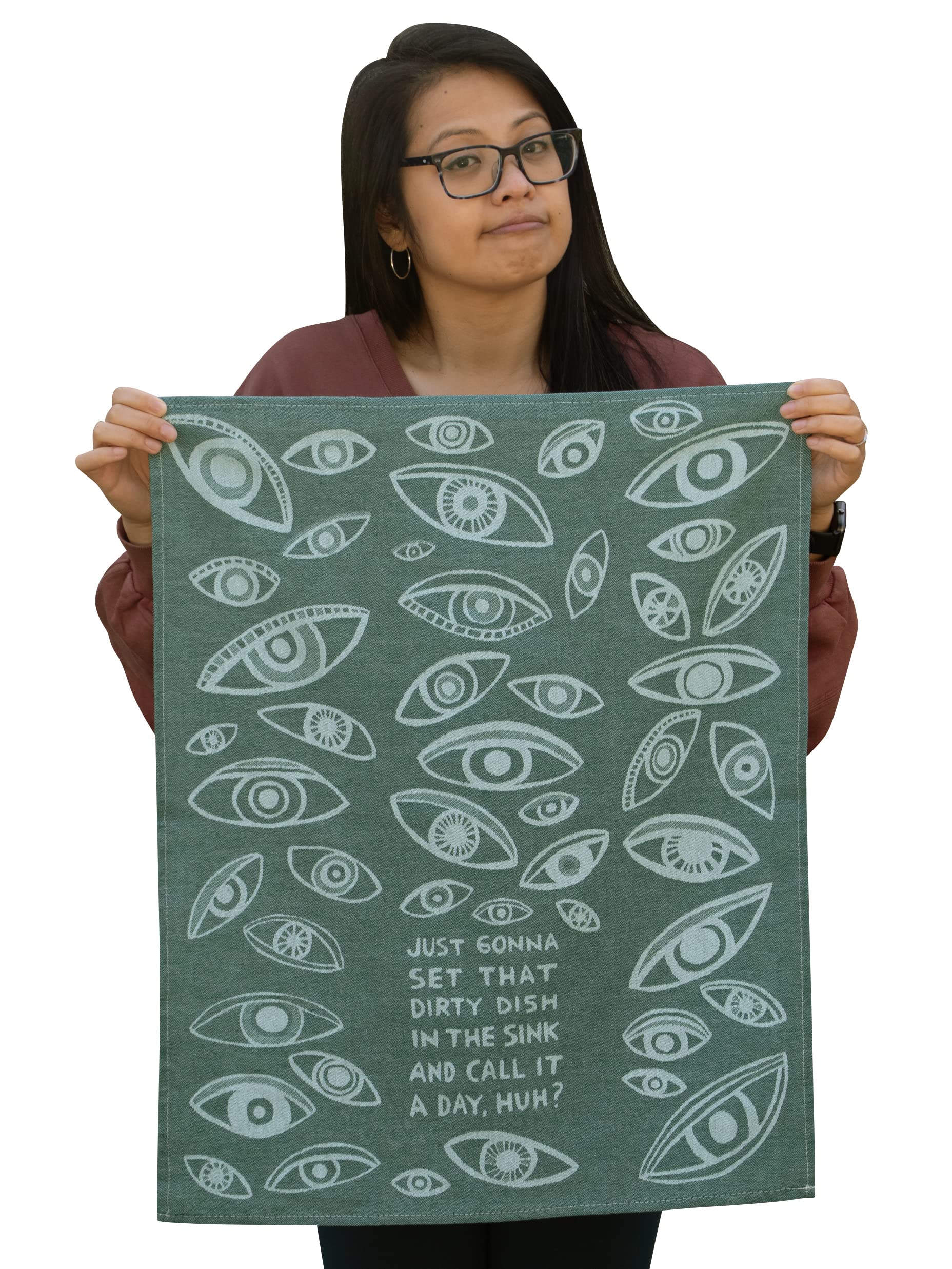 Blue Q Funny Woven Dish Towel ~ Just Gonna Set That Dirty Dish in The Sink? 100% Cotton  Soft  Super Absorbent  28'' x 21''