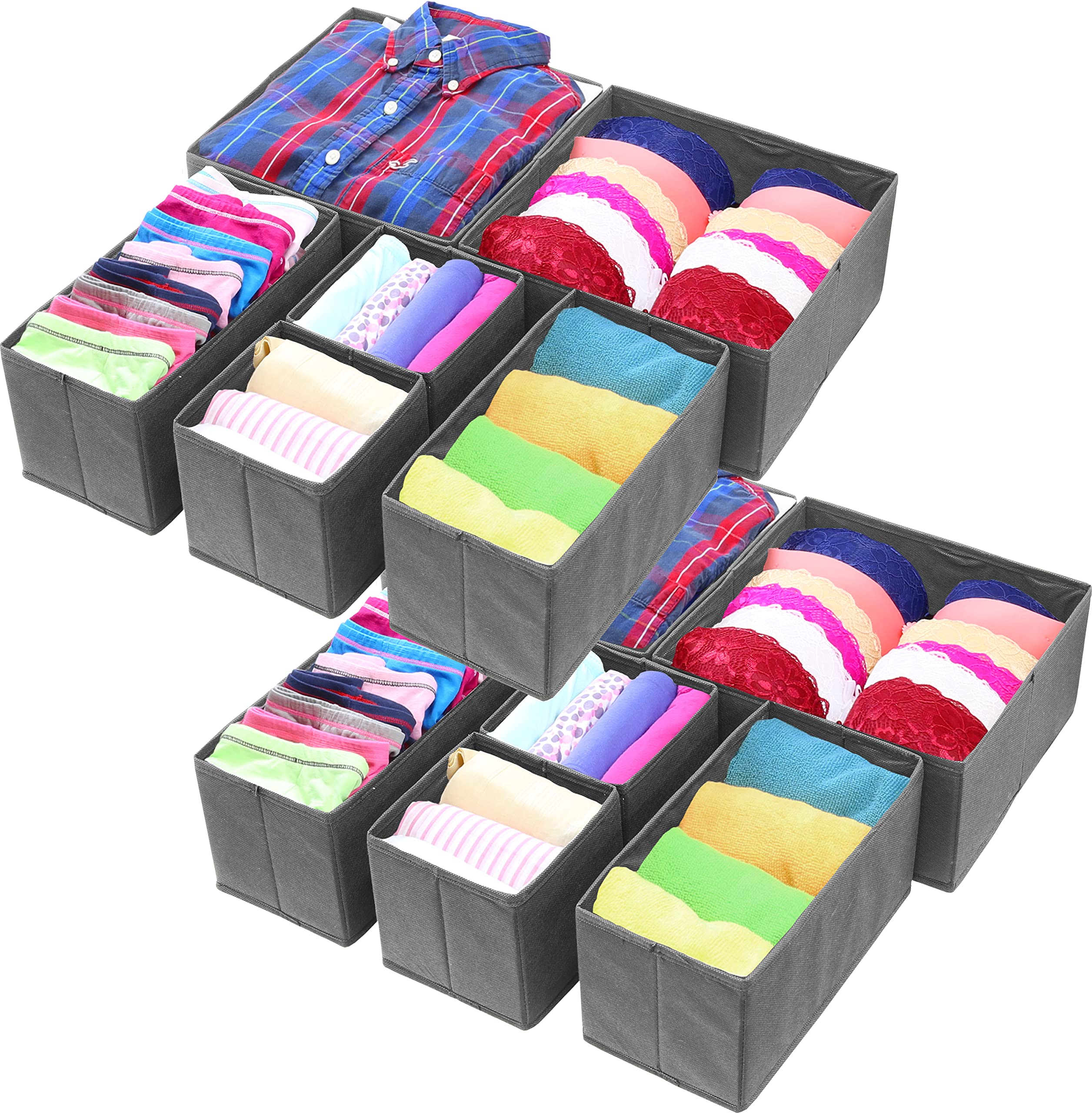Simple Houseware Foldable Cloth Storage Box Closet Dresser Drawer Divider Organizer Basket Bins for Underwear Bras, Dark Grey, (