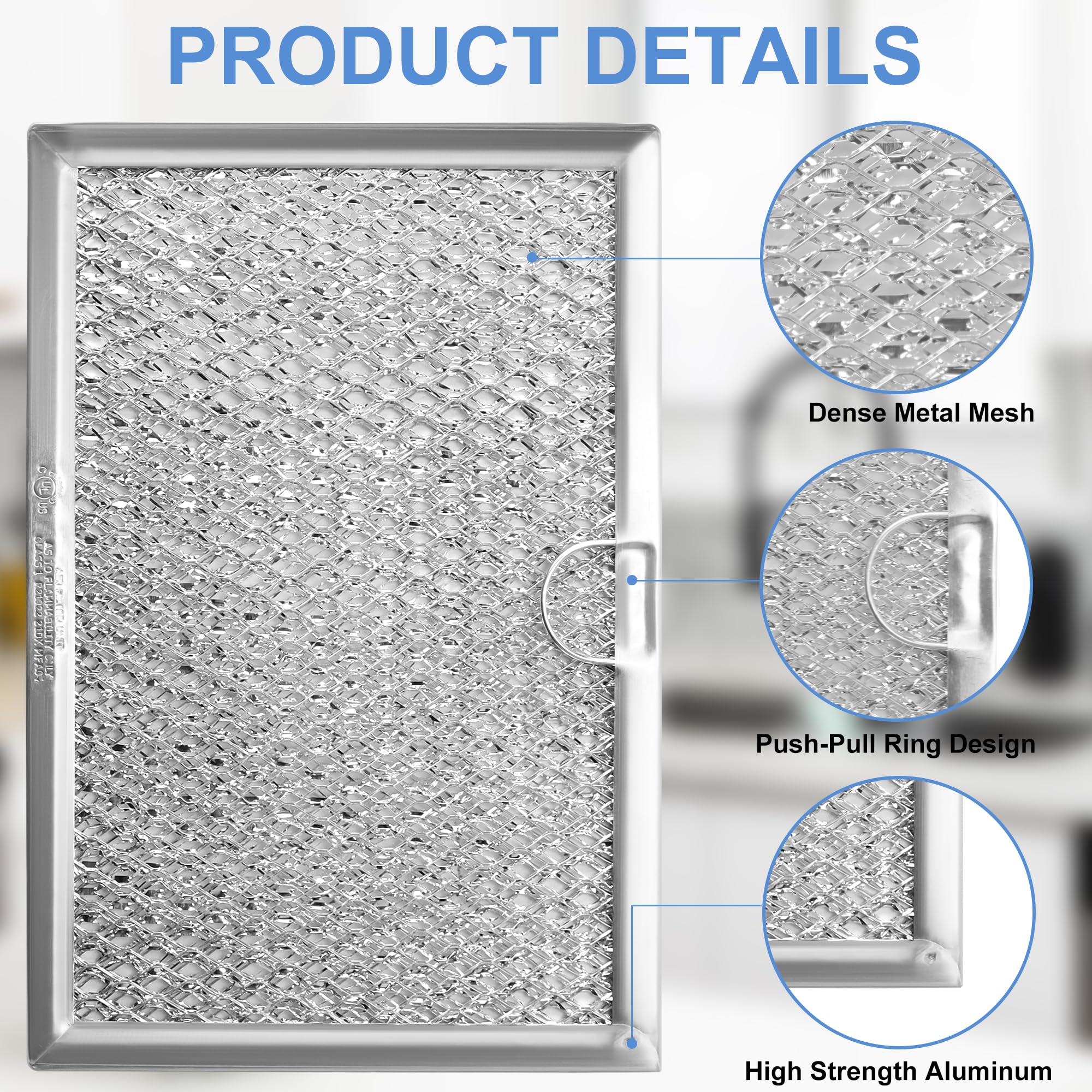 4Pcs 5304464105 5304509444 Frigidaire Microwave Grease Filter, 5''X7-5/8''X3/32'' Compatible With Wb06X10608 5304517871 4920114