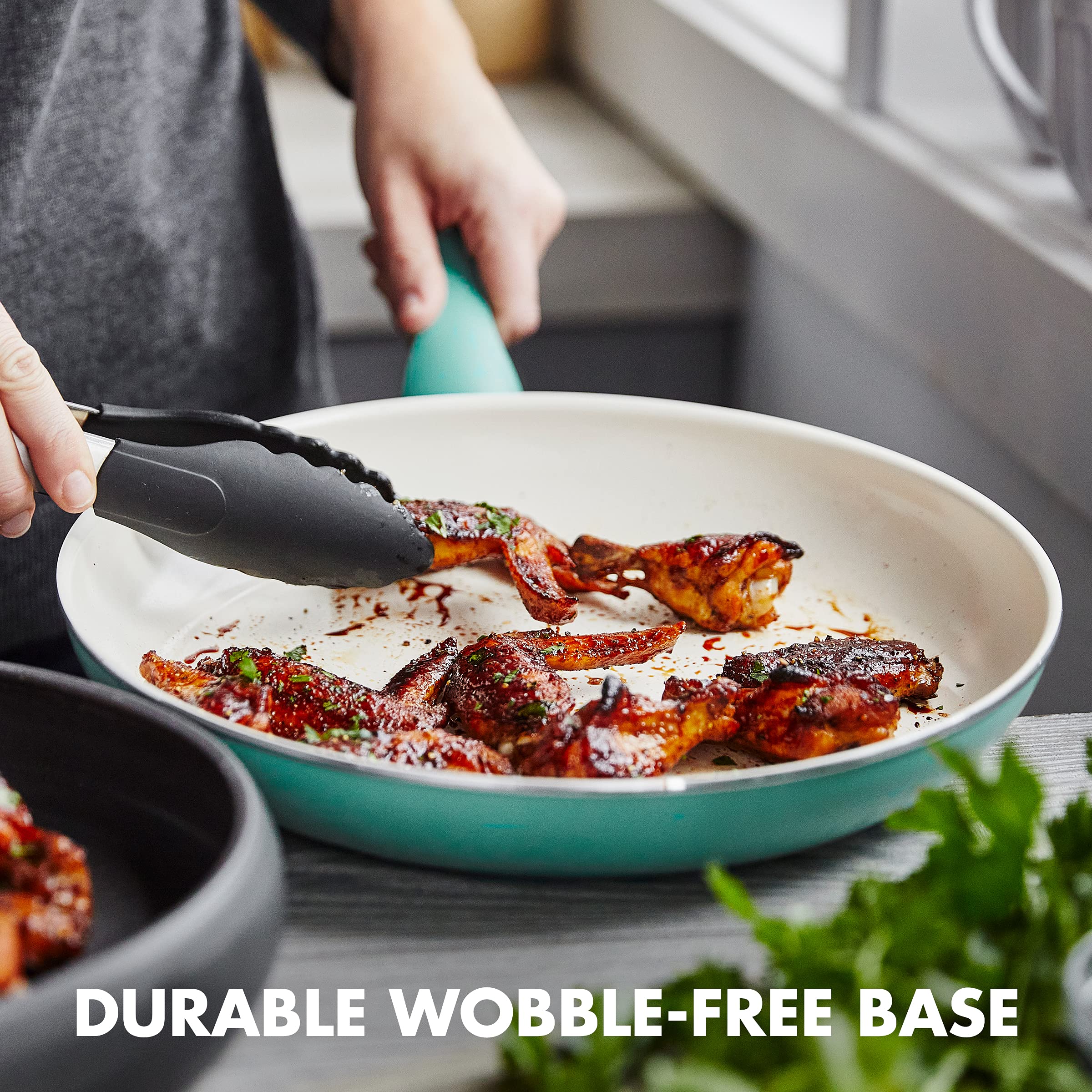 Greenpan Rio Healthy Ceramic Nonstick 8'' And 10'' Frying Pan Skillet Set, Pfas-Free, Dishwasher Safe, Turquoise