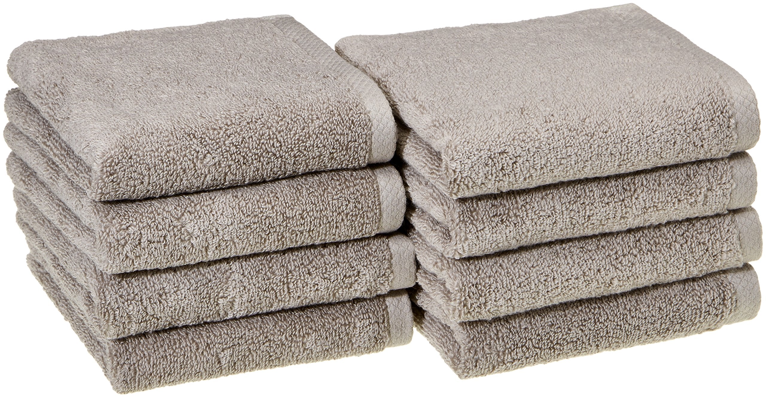 Amazon Basics 100% Cotton Quick-Dry Hand Towel, 8-Pack, Platinum, 28 x 16