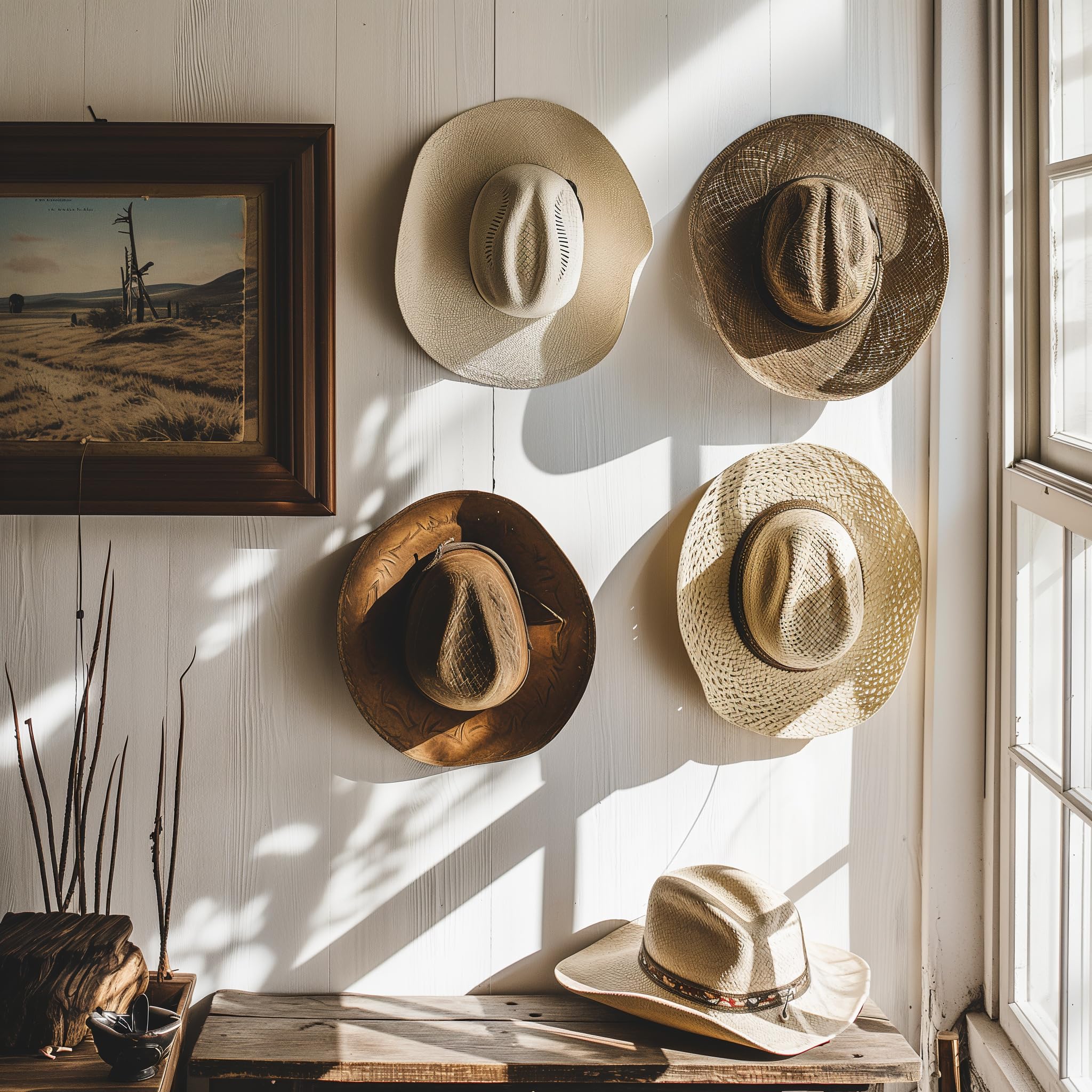 Modern Jp Adhesive Hat Hooks For Wall (6-Pack) - Cowboy Hat Rack, Wide Brim Hat Organizer, Strong Hold Hat Hangers For Wall - Cl