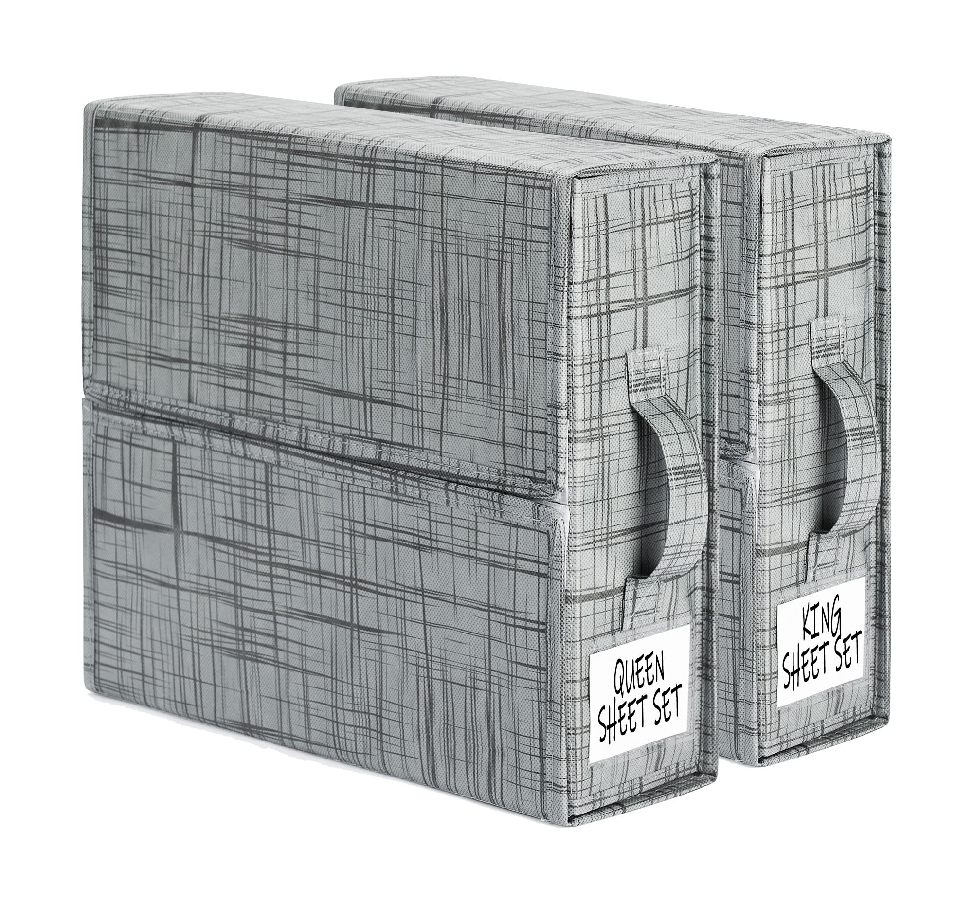 SheetCube Bed Sheet Organizers and Storage 2 Pack, Foldable Linen Closet Organizer, Bedding Folder Storage Box Container for Bla