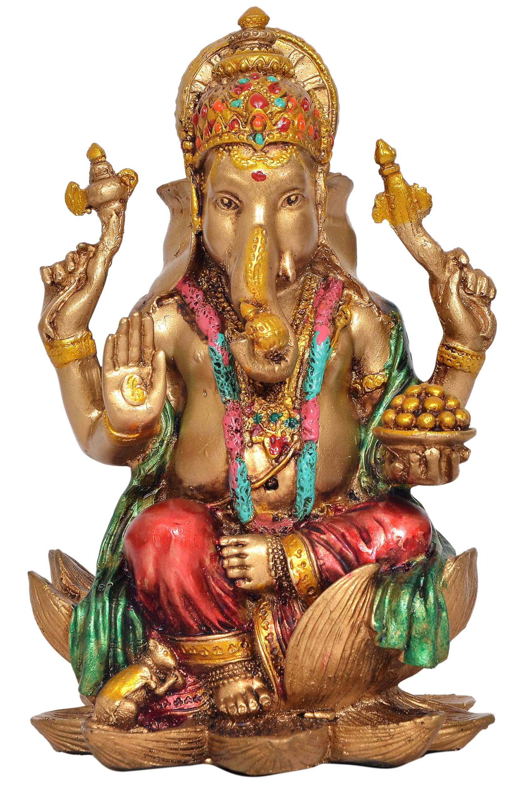 Dattatreya Cold Cast Lord Ganesha Ganpati Idol Statue Murti for Decoration and Pooja Gifting in Resin, Height : 6.5 inch
