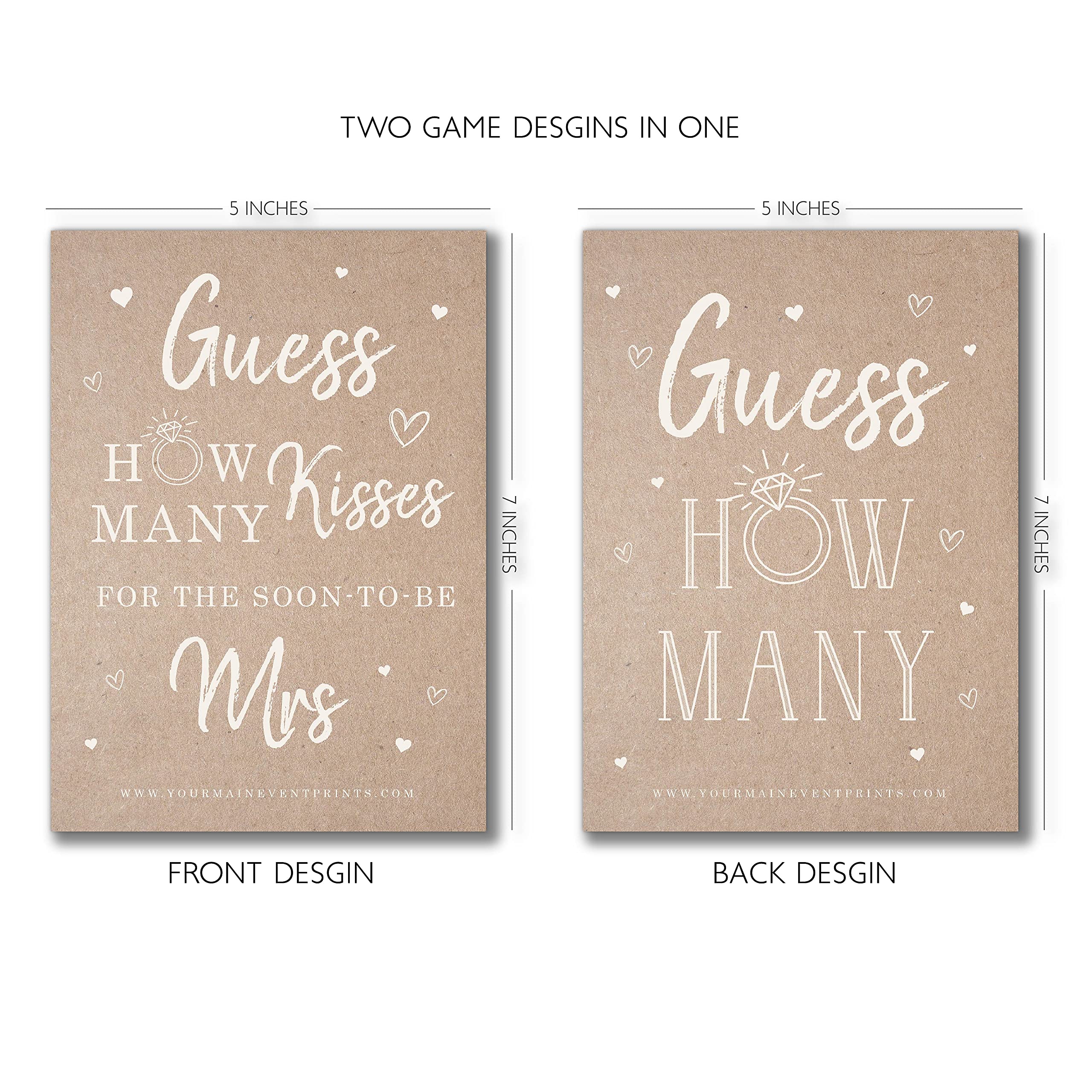 Your Main Event Prints Bridal Shower Games - Kraft Minimalist Style (How Many Kisses Game), Includes 1 5X7 Stand And 50 Guessing