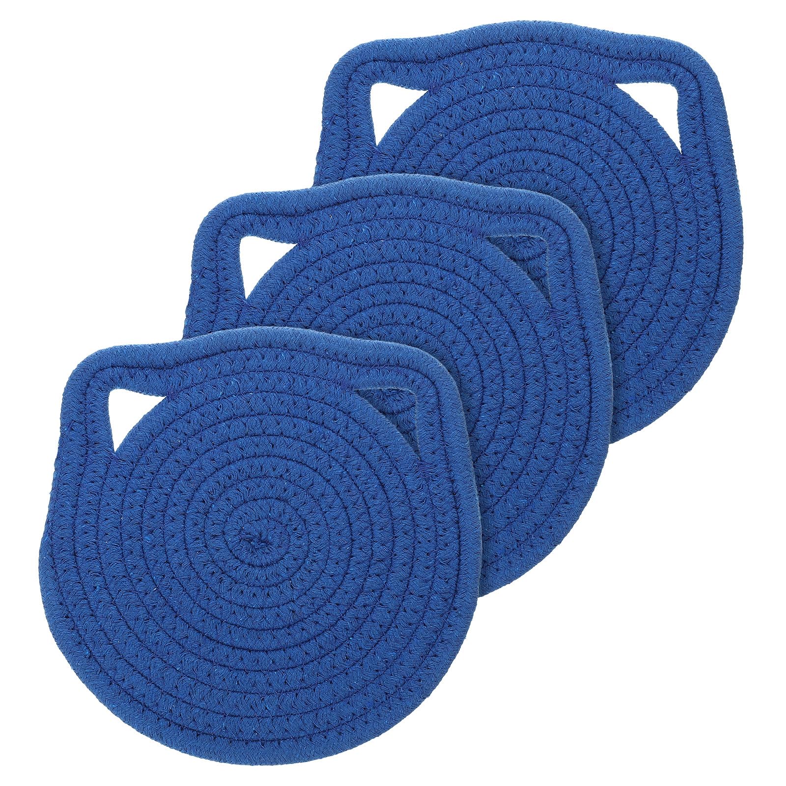 Uxcell Pot Holders, 3Pcs 7'' - Cotton Trivets Set, Cat Ear Heat Insulation Pad, Pot Holder For Cups, Plates, Hot Pots And Pans,