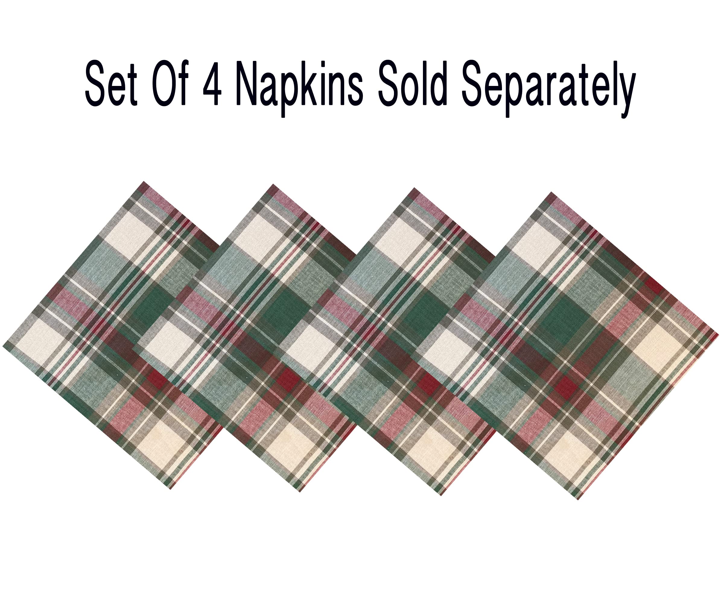 Lintex Christmas Cottage Plaid Cotton Weave Christmas Fabric Tablecloth, Country Rustic Holiday Tartan Plaid Easy Care Tableclot