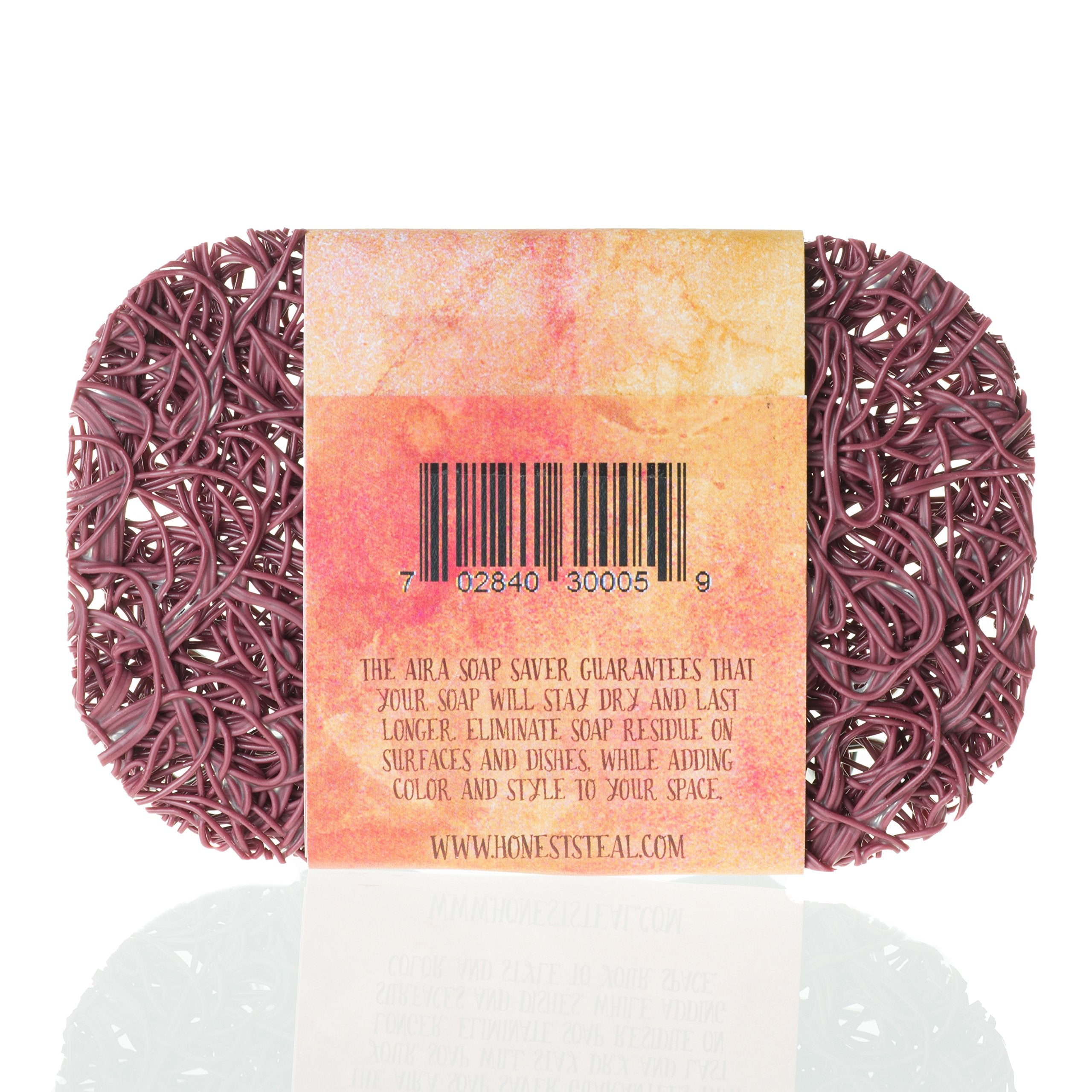 Aira Soap Saver - Soap Dish & Soap Holder Accessory - BPA Free Shower & Bath Soap Holder - USA - Drains Water  Circulates Air  Extends Soap Life - Easy to Clean  Fits All Soap Dish Sets - Raspberry