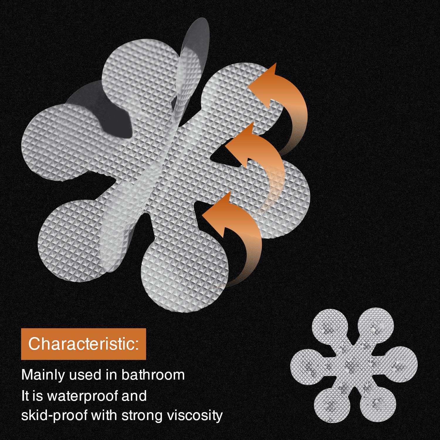 Secopad Bathtub Stickers Non-Slip, 24 Pcs Safety Shower Treads Adhesive Appliques With Premium Scraper