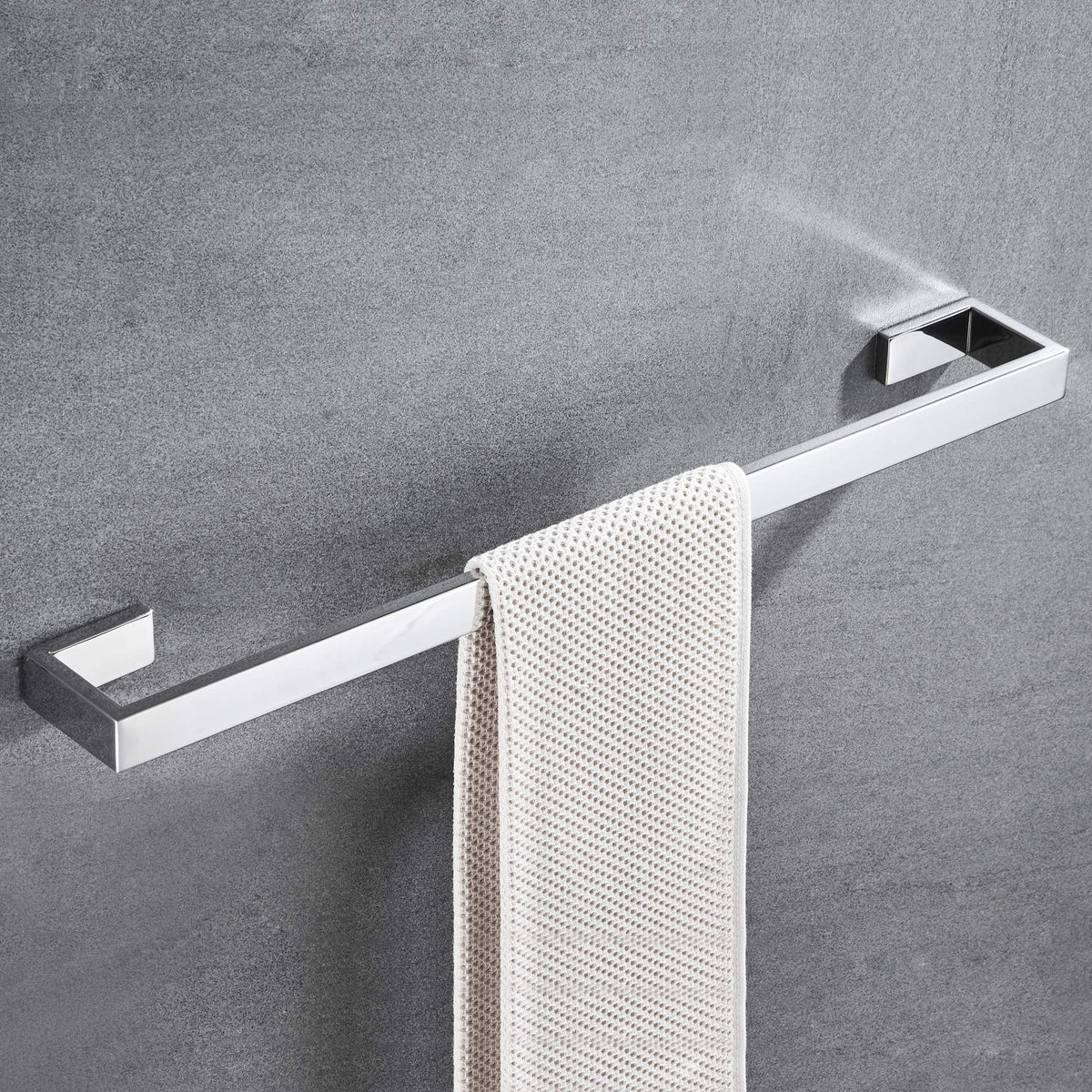 Junsun Rectangle Towel Bar 24 Inch Stainless Steel Bathroom Hardware Towel Holder Modern Towel Rail Mirror Polished Bathroom Acc