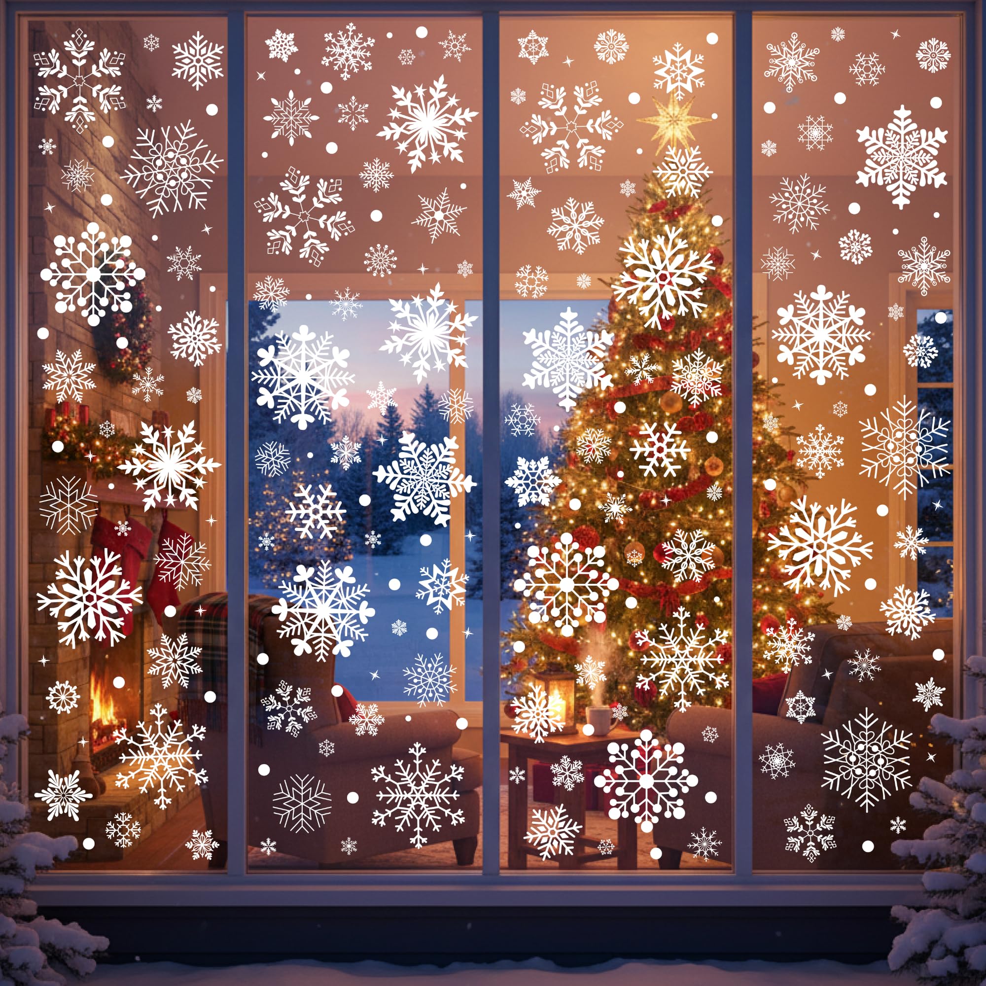 Snowflake Window Clings Stickers | 456Pcs Snowflake Clings Window Decal Christmas Decorations Christmas Stickers Winter Xmas Dec