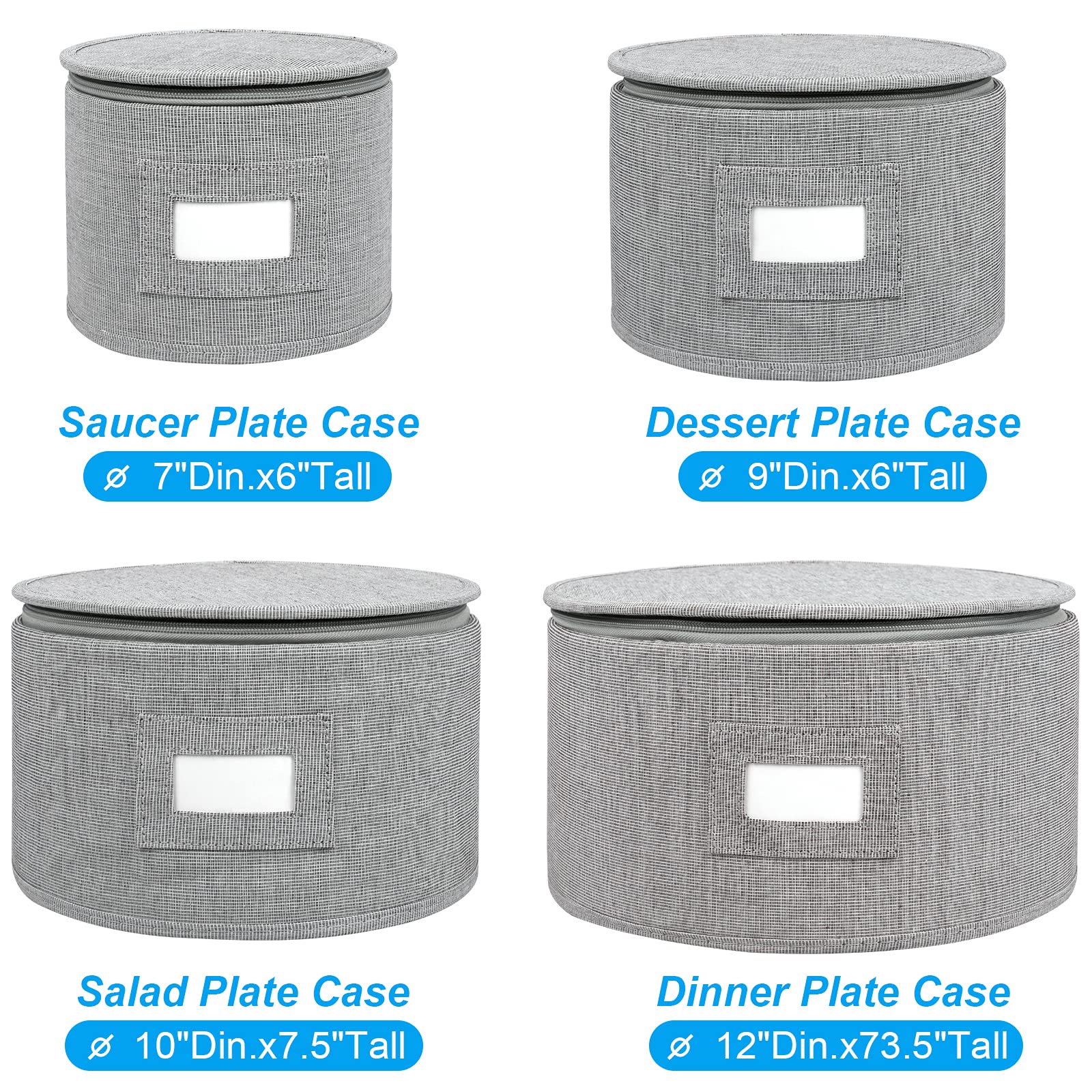 Vtvt China Storage Set, Hard Shell 4-Piece Set For Plate Storage And Transport, Protects Dishes Have Lable Window For Saucers An