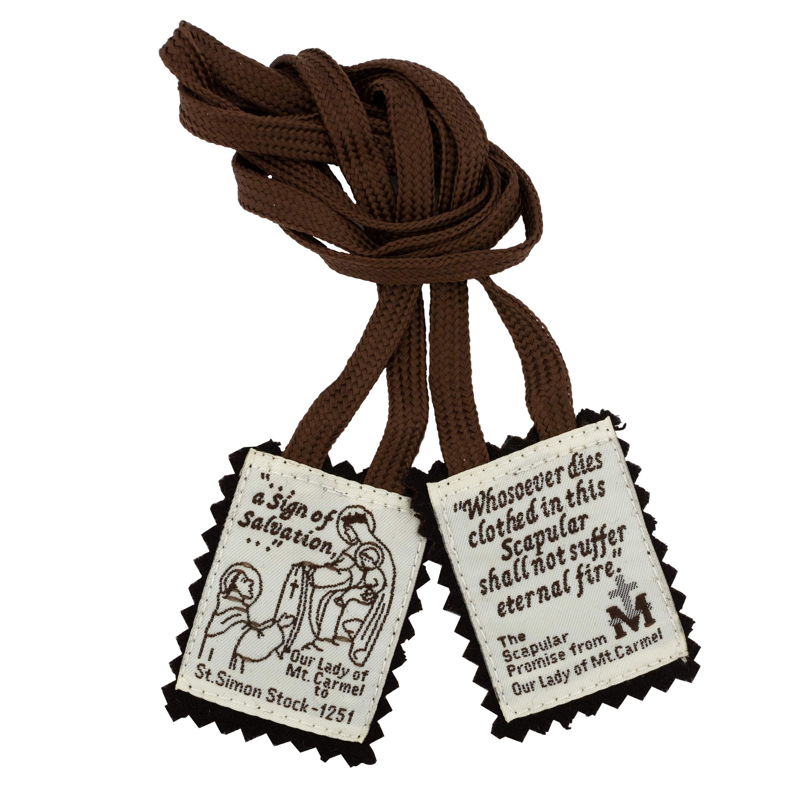 VILLAGE GIFT IMPORTERS Brown Scapular Mt. Carmel 100% Wool Made in USA Handmade Quality